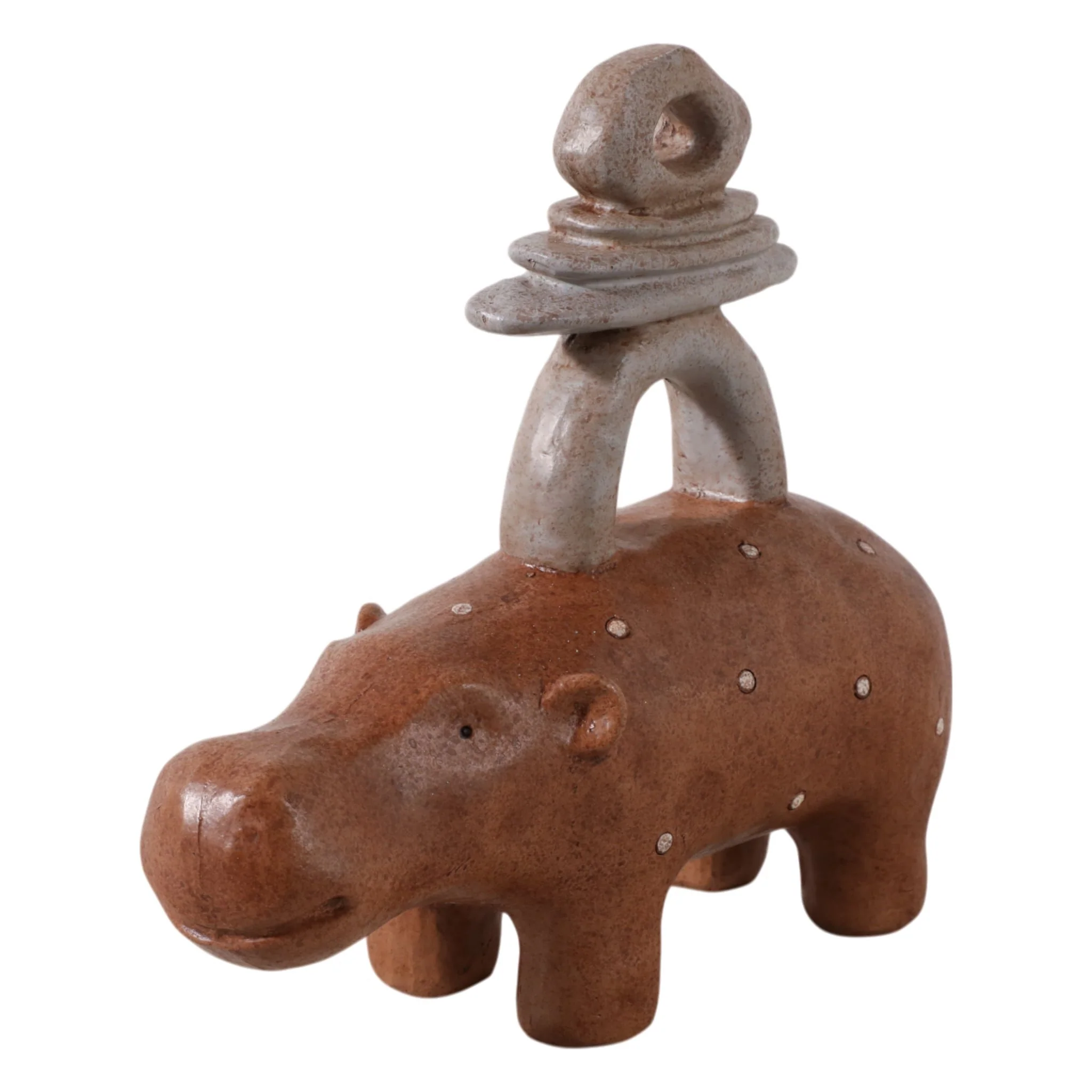 8" Hippo With Stacked Stones, Multi - Image 2