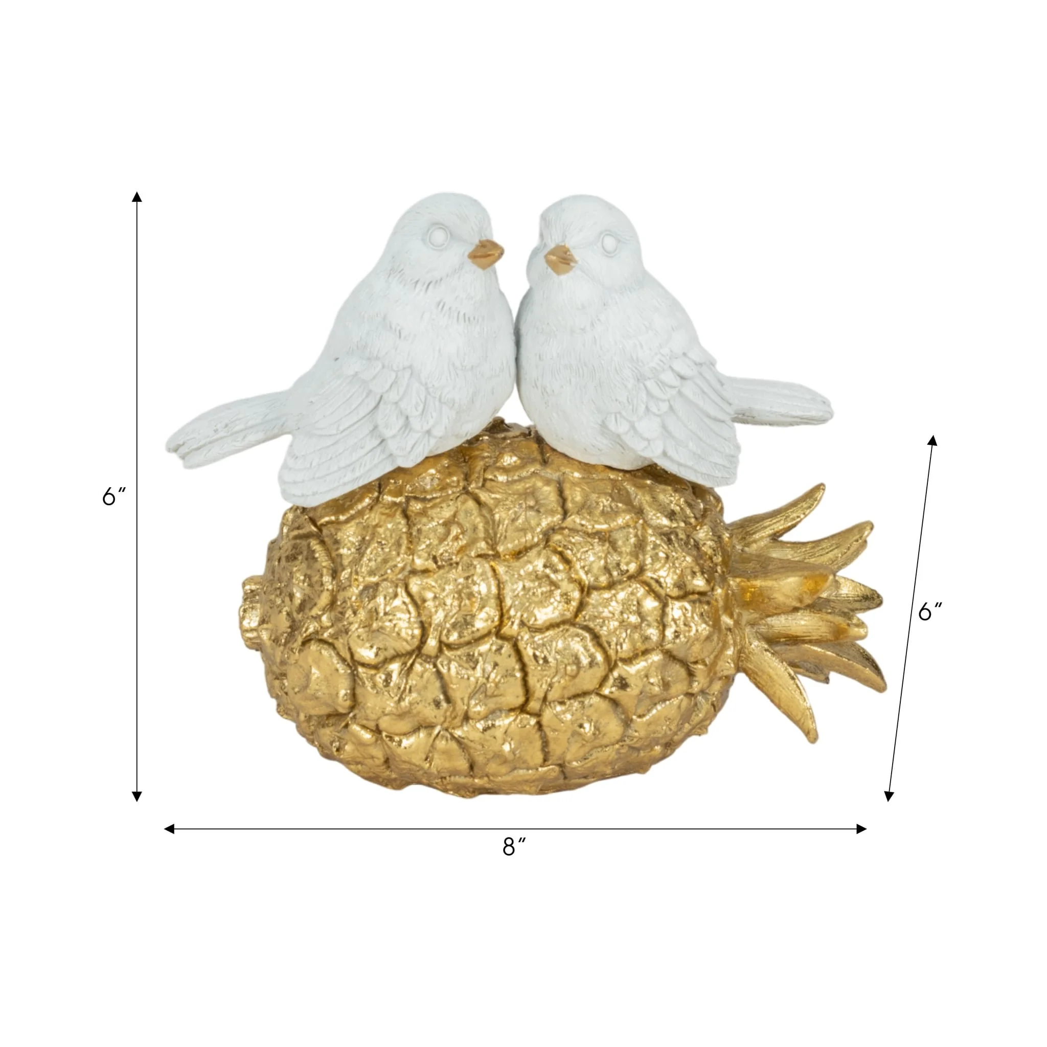 8" Kissing Birds On Pineapple, White/gold - Image 8