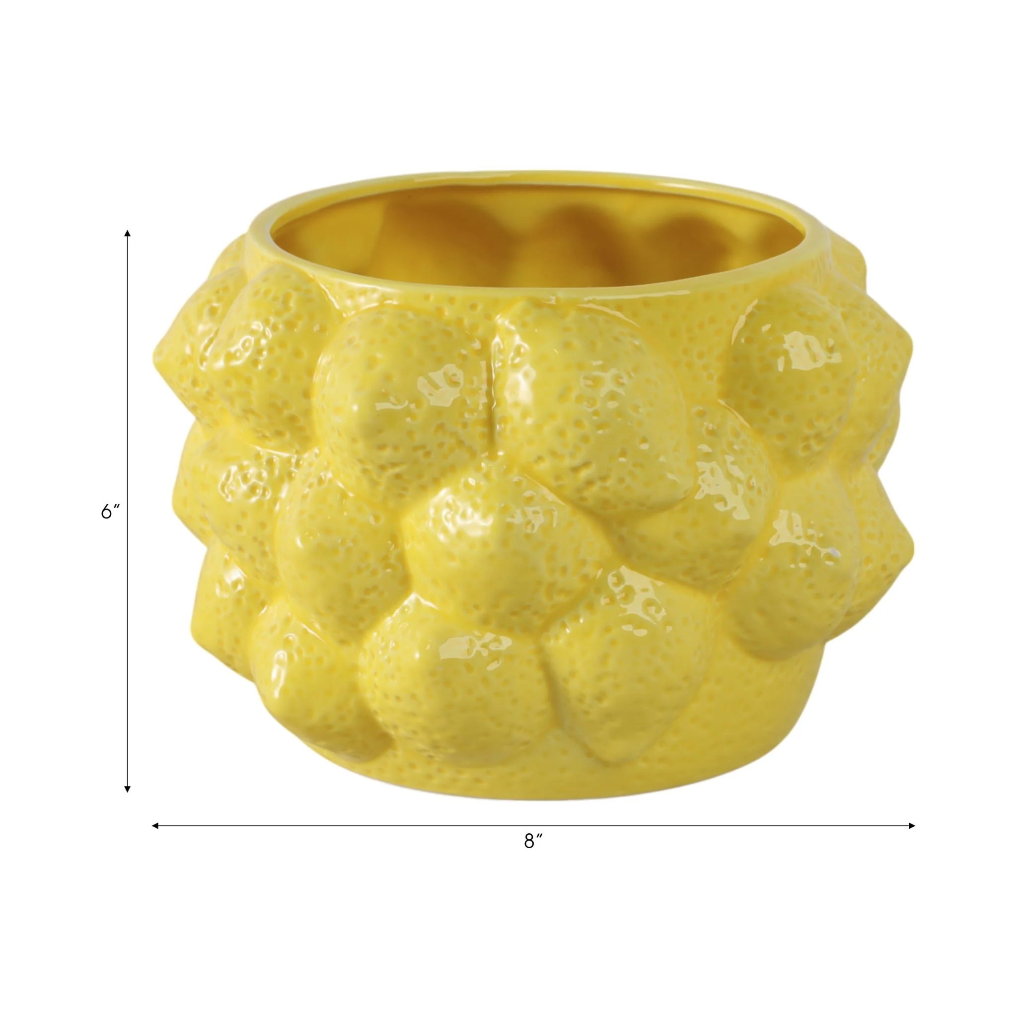 8" Lemons Flower Pot, Yellow - Image 8