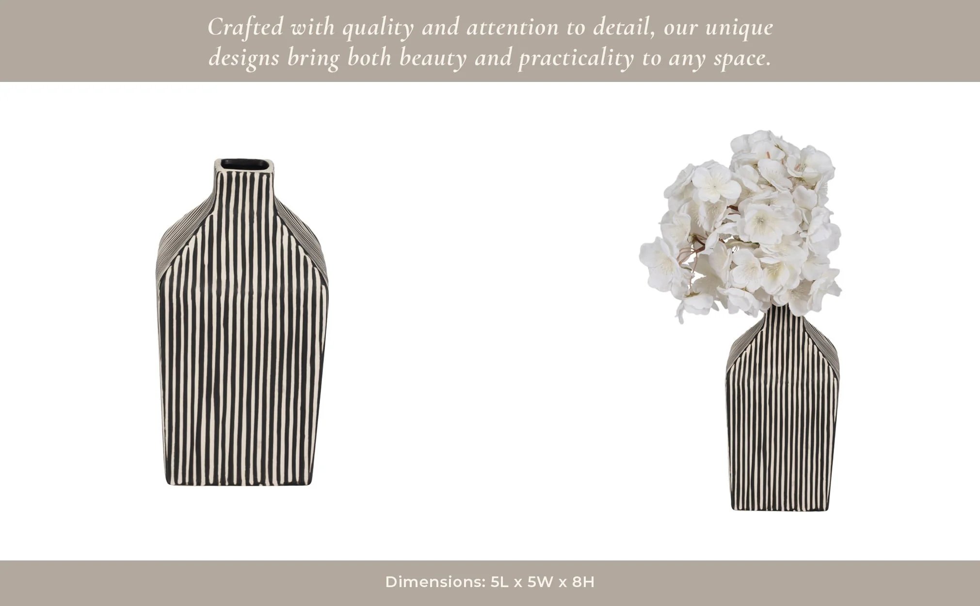 8" Lines Square Vase, Black/white - Image 15