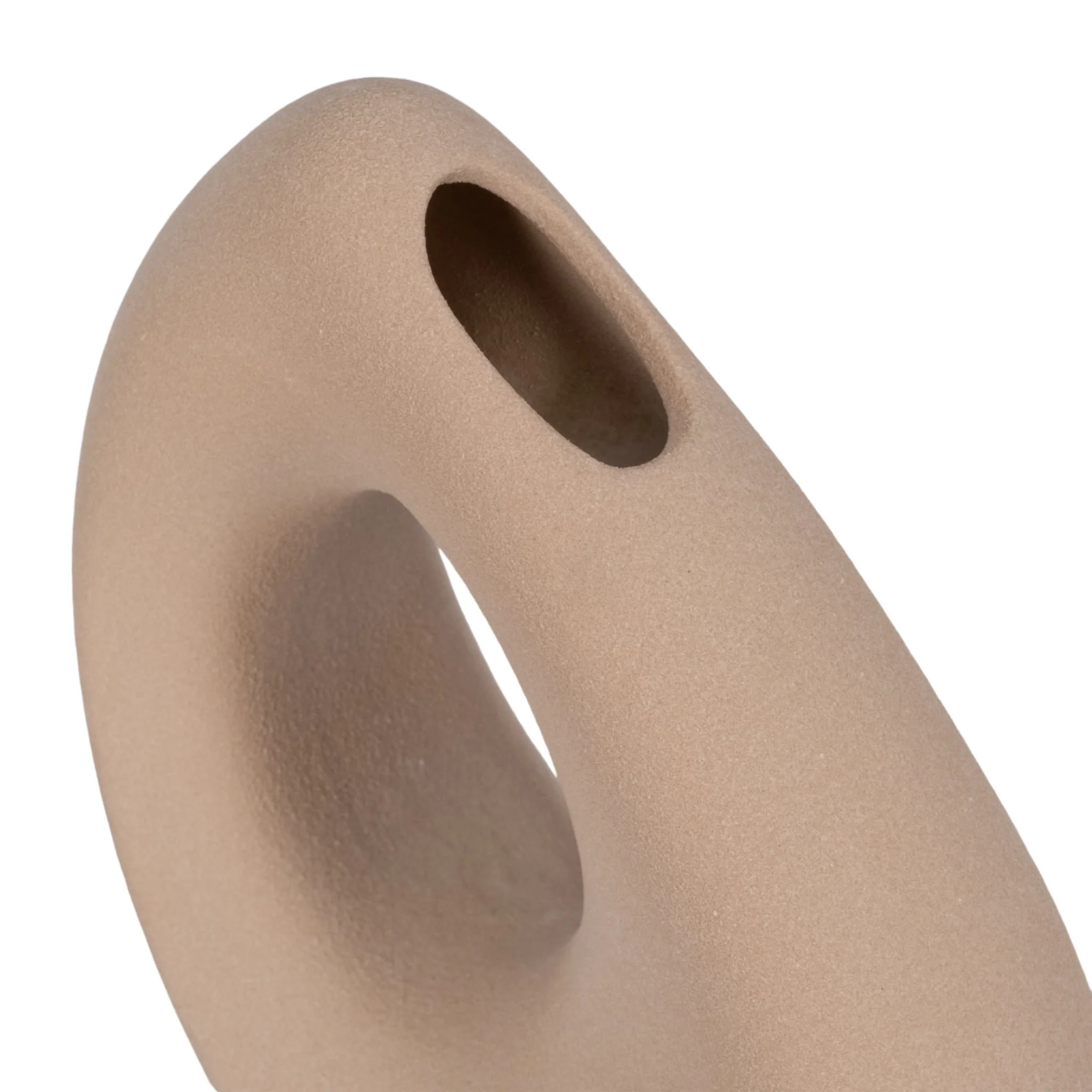 8" Lopsided Open Cut Out Vase Sand Texture, Tan - Image 5