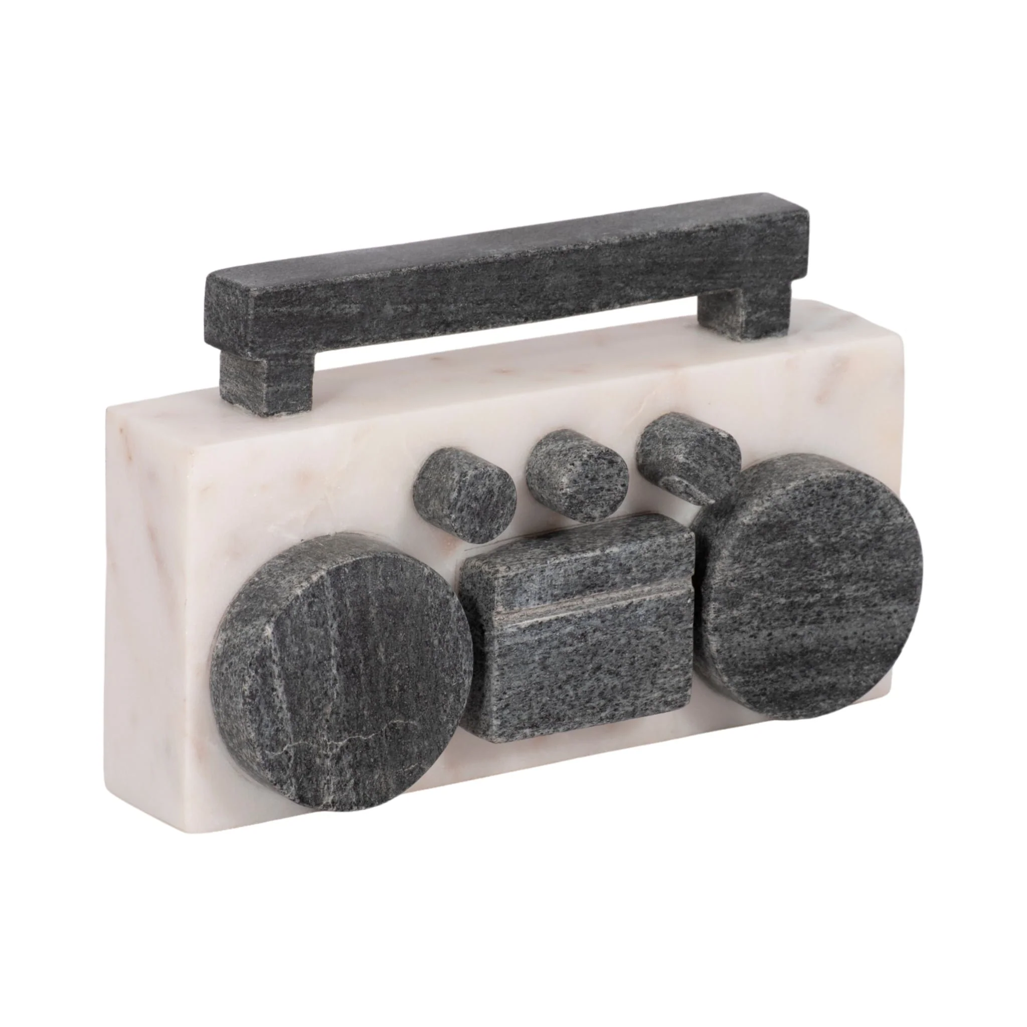 8" Marble Boombox, White/black - Image 2