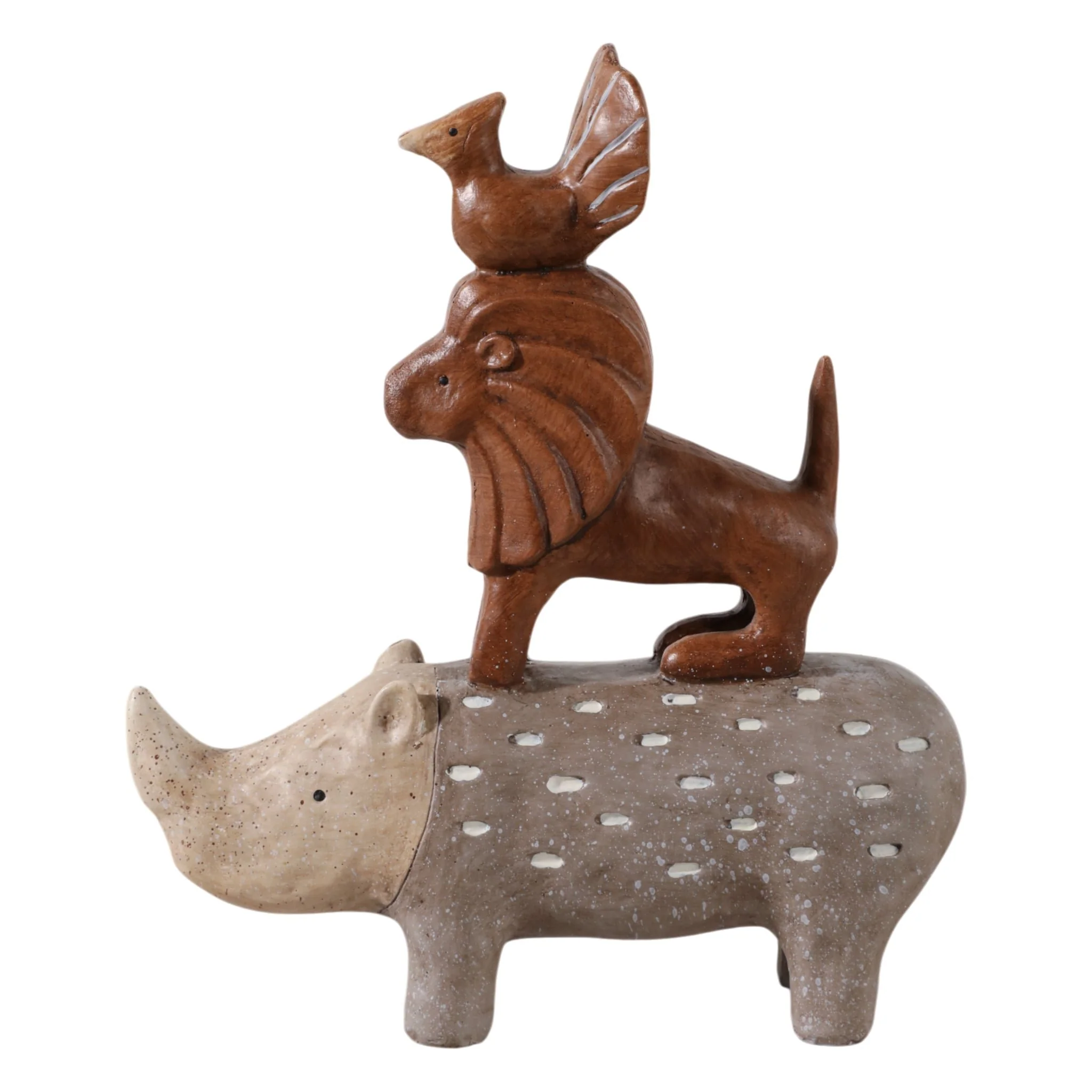 8" Rhino Animal Pyramid, Multi