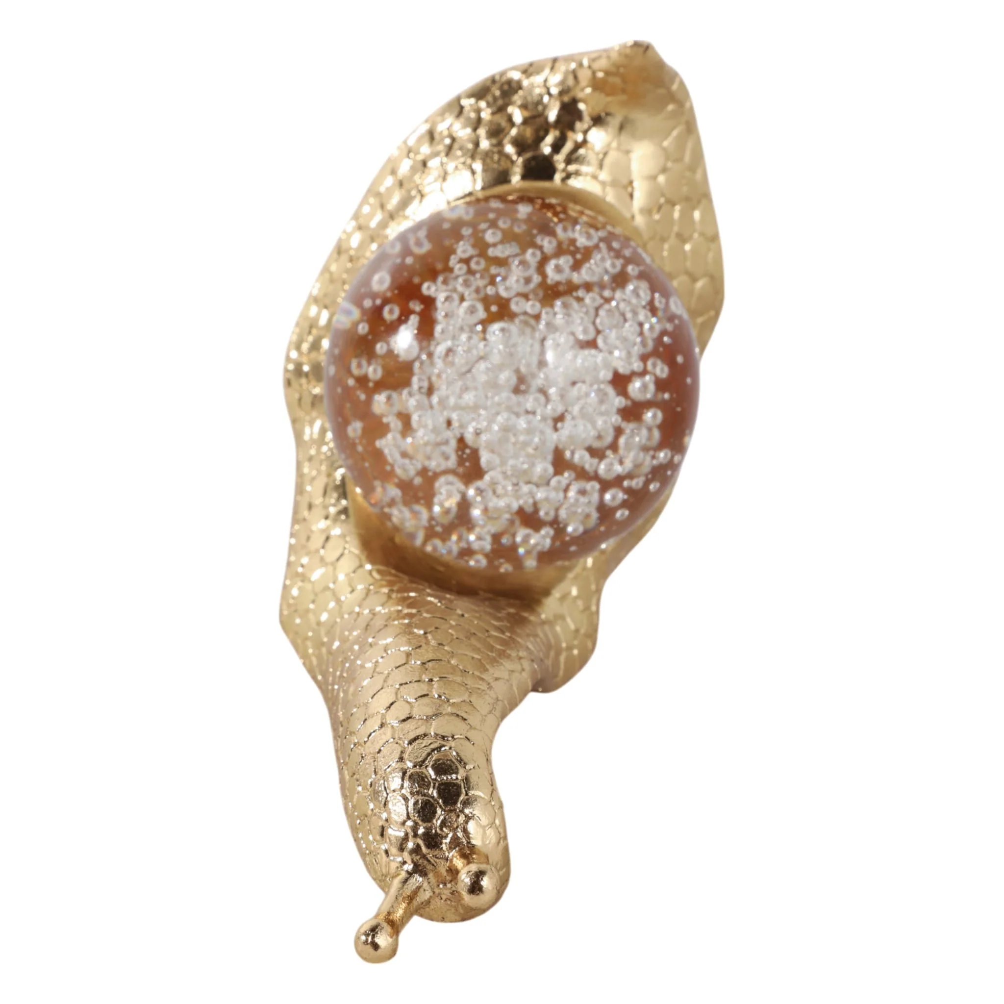 8" Snail With Glass Ball, Gold - Image 6