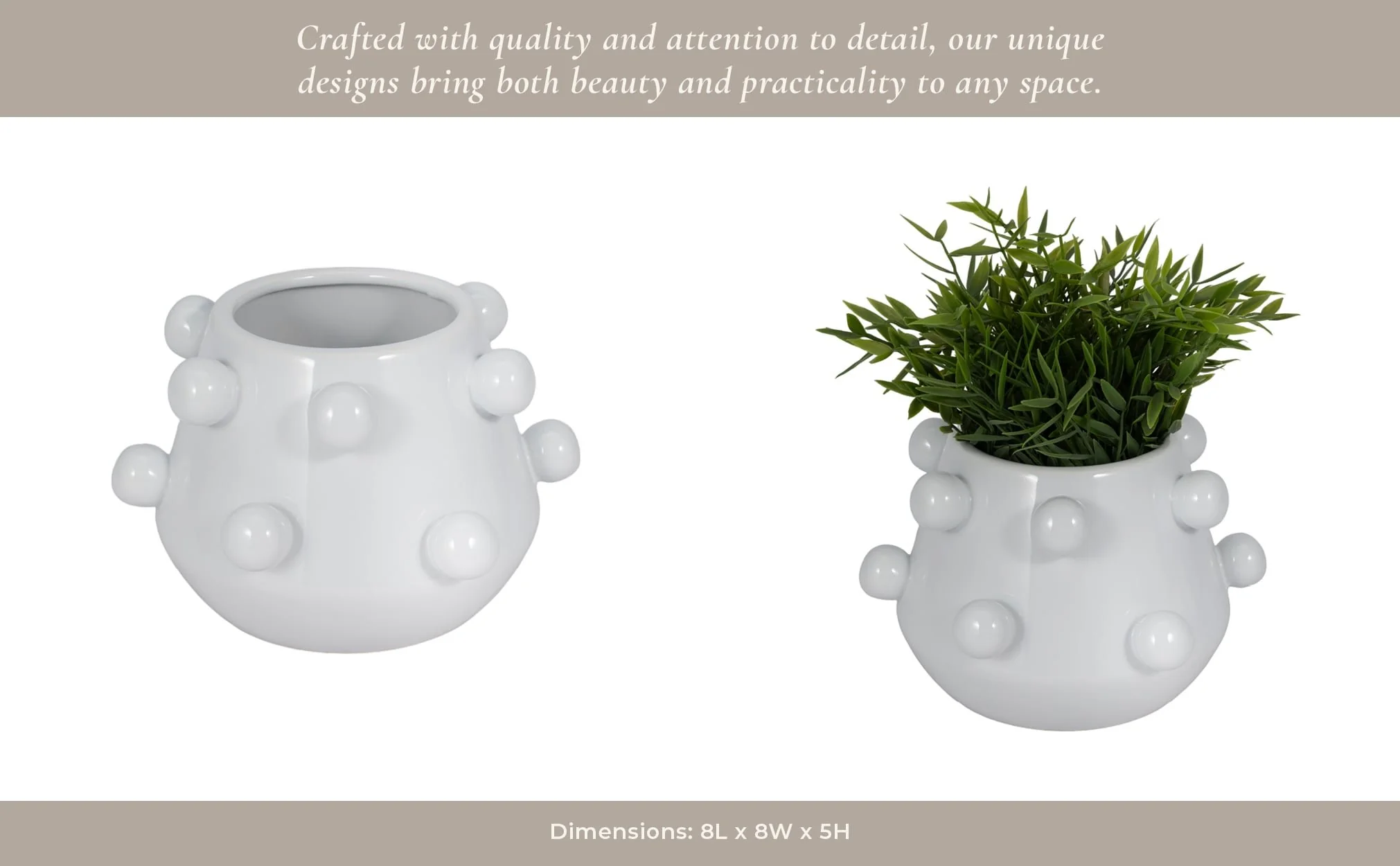 8" Tapered Bubble Planter, White - Image 12