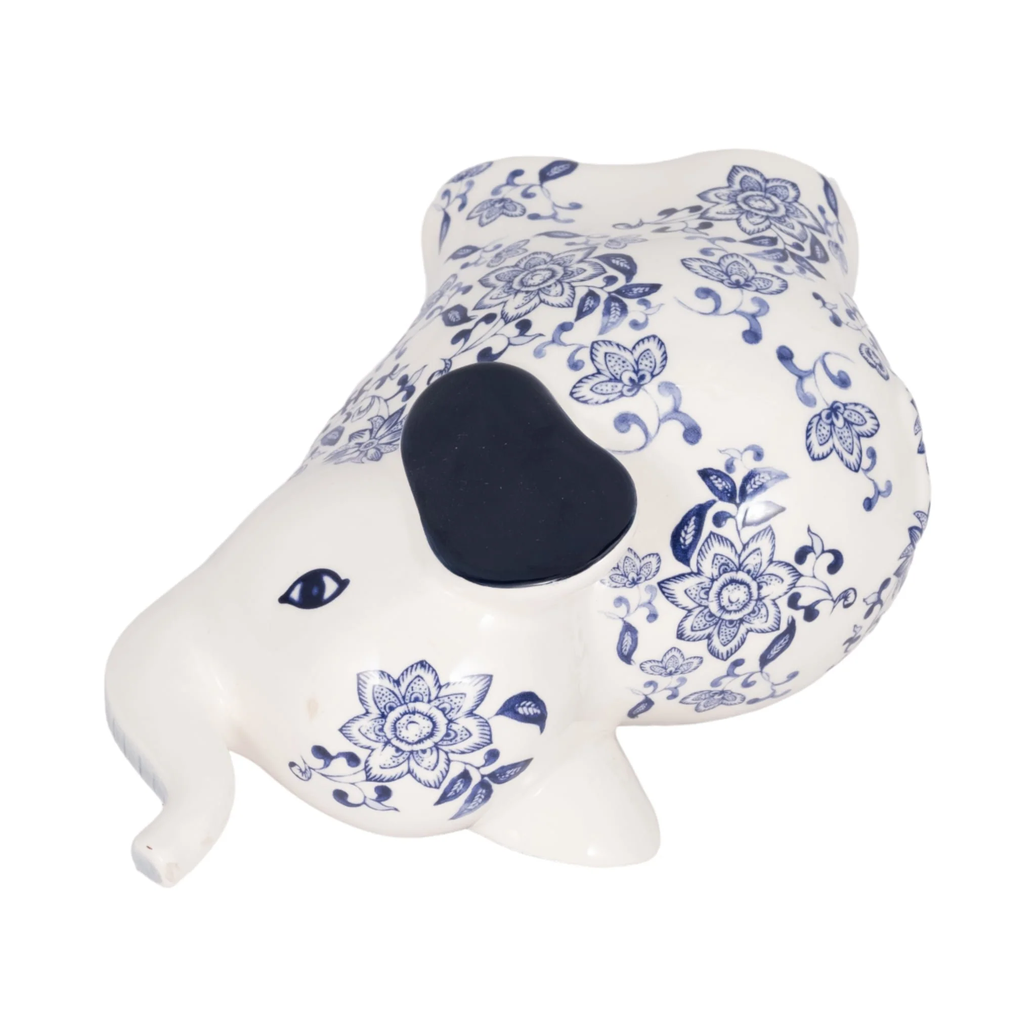 8" Trunk Up Chinoiserie Elephant, Blue/white - Image 6