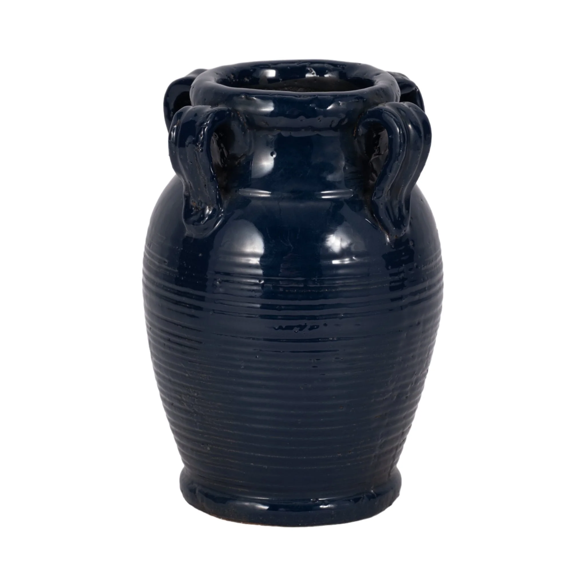 8" Vase With Handles, Navy Blue