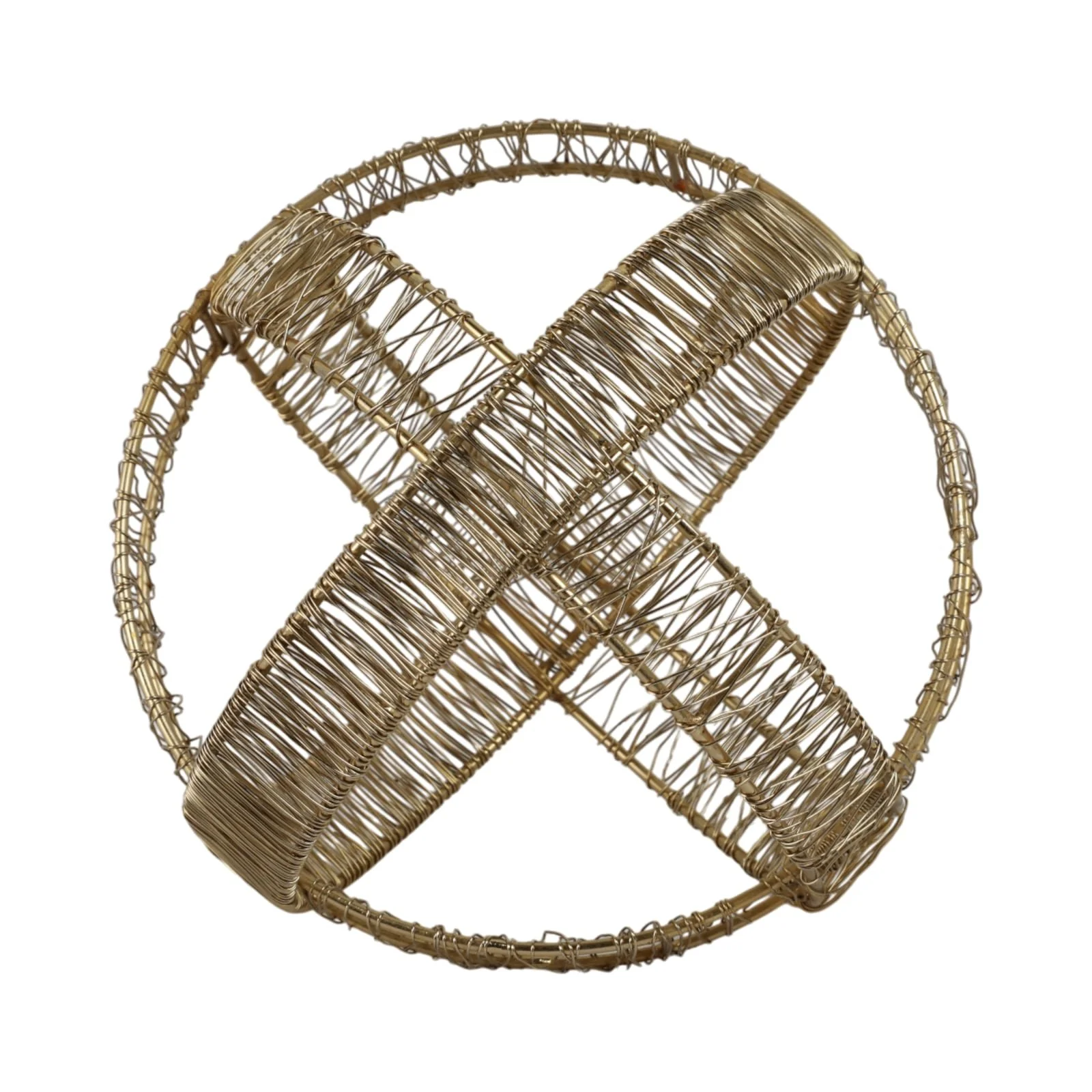 8" Woven Metal Orb, Gold - Image 2
