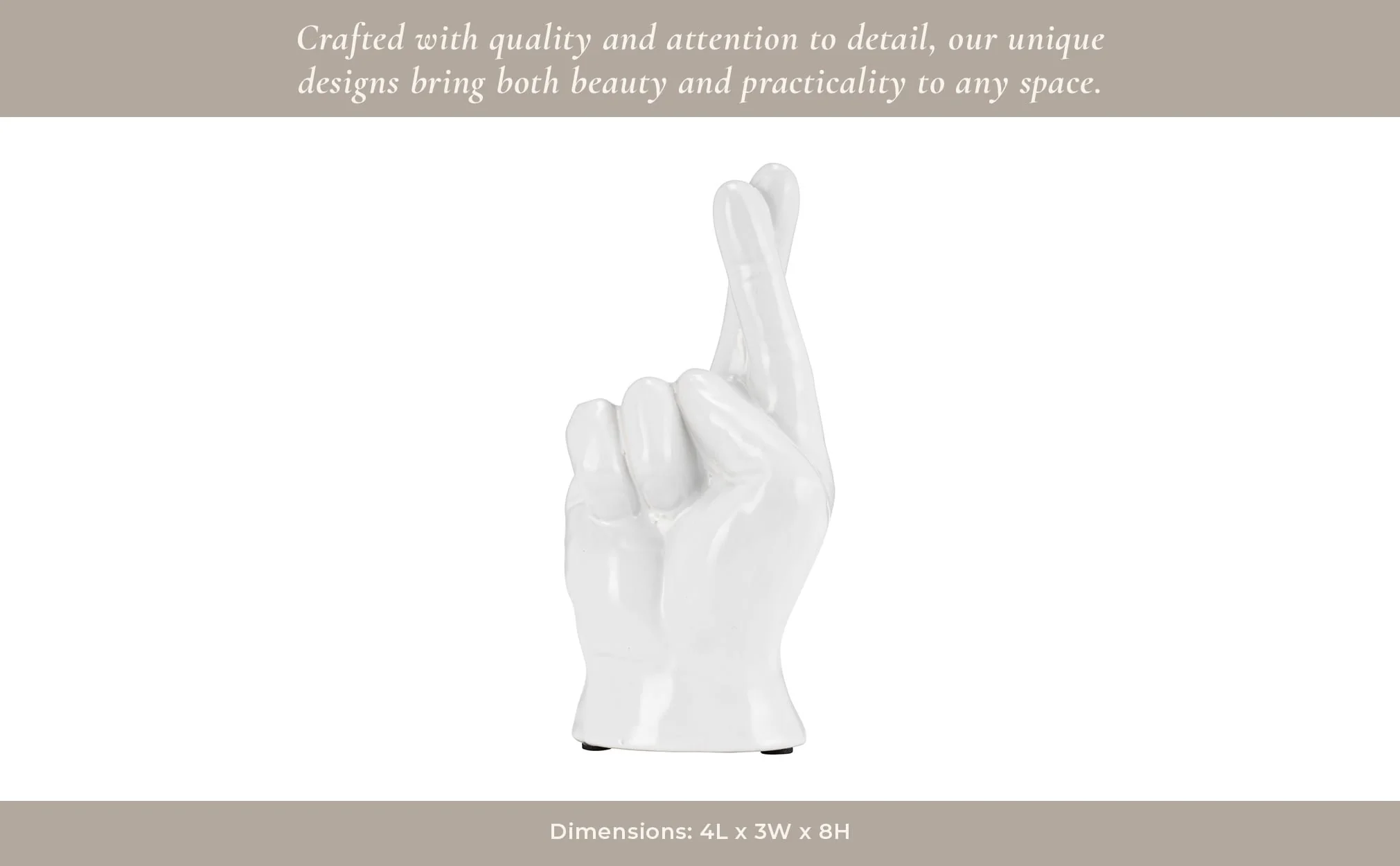 8"h, Crossing Fingers, White - Image 4