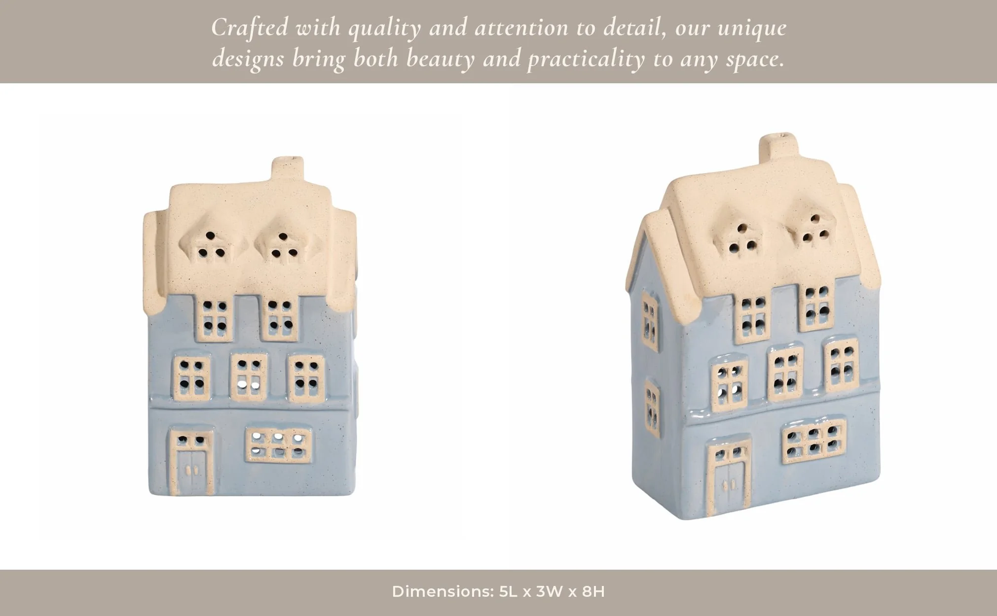 8x5" Homestead House Tealight Holder, Blue - Image 12