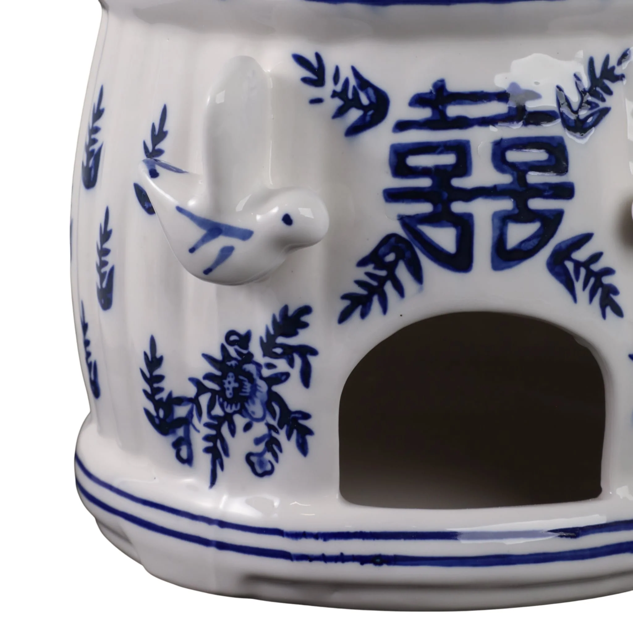 8x7" Chinoiserie Large Pagoda Bird House, Wht/blu - Image 5