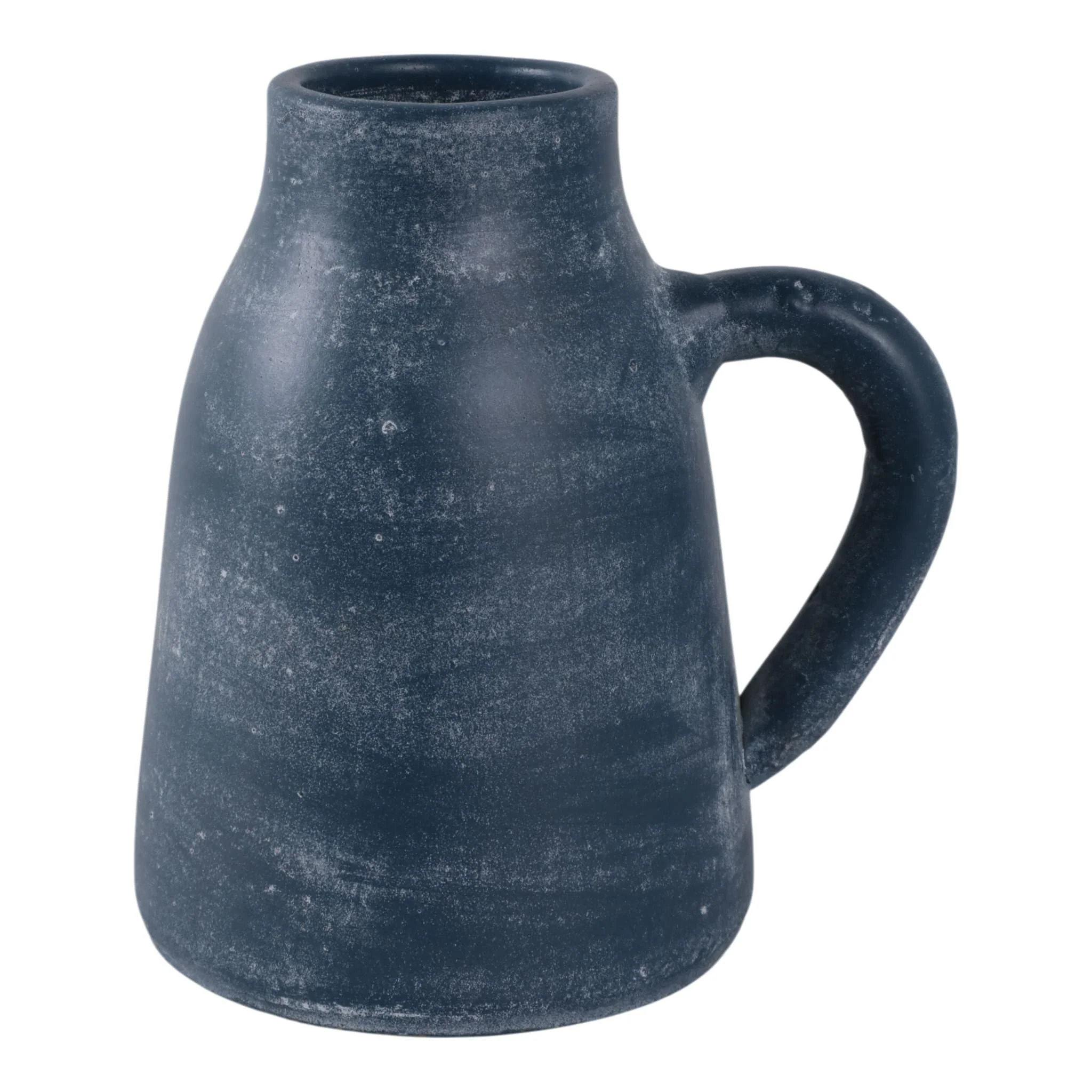 8x8" Terracotta Vase With Handle, Blue