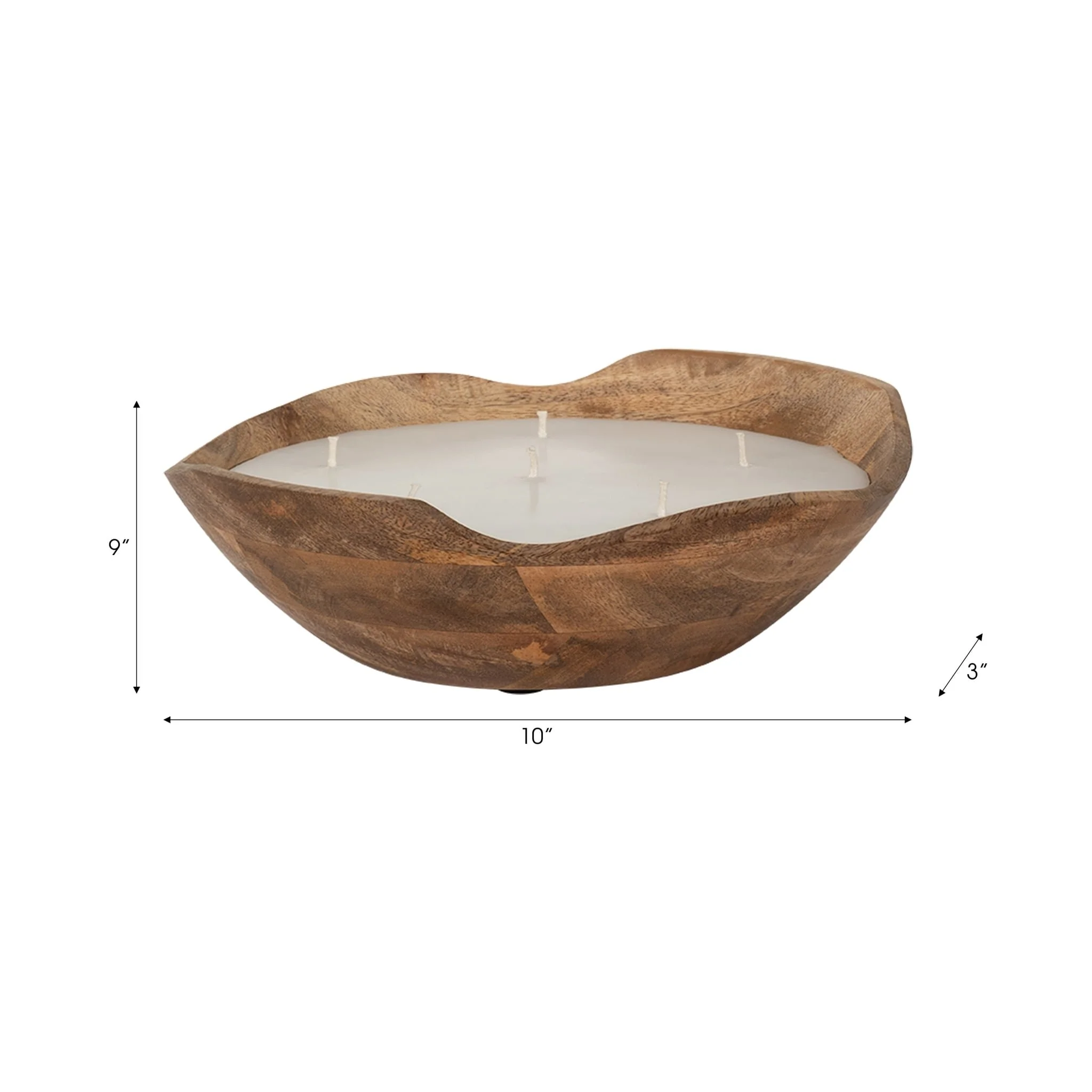 9" 14 Oz Vanilla Curvy Wood Bowl Candle, Natural - Image 7