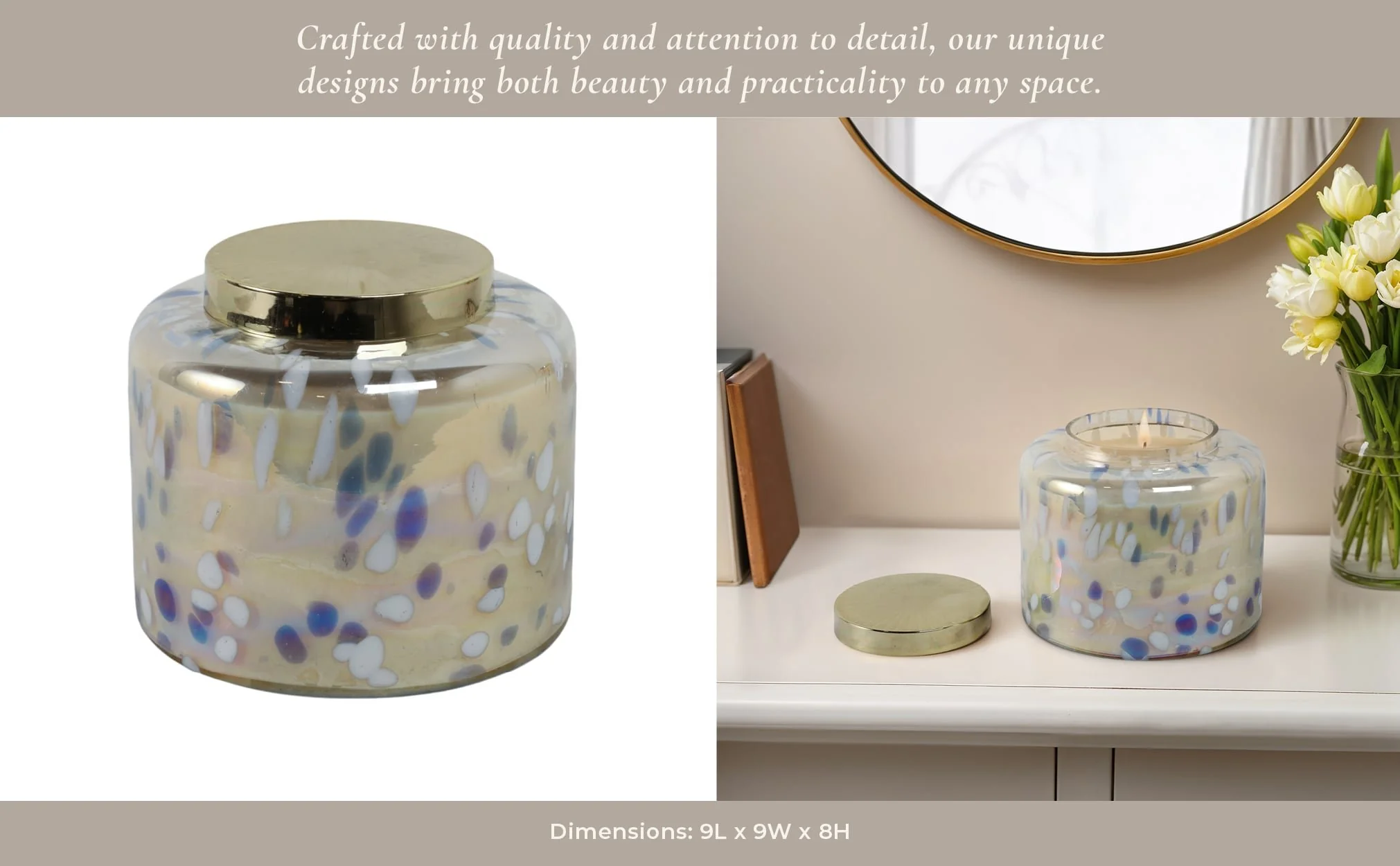 9" 180 Oz Jasmine Speckle Candle, Light Blue/go - Image 11