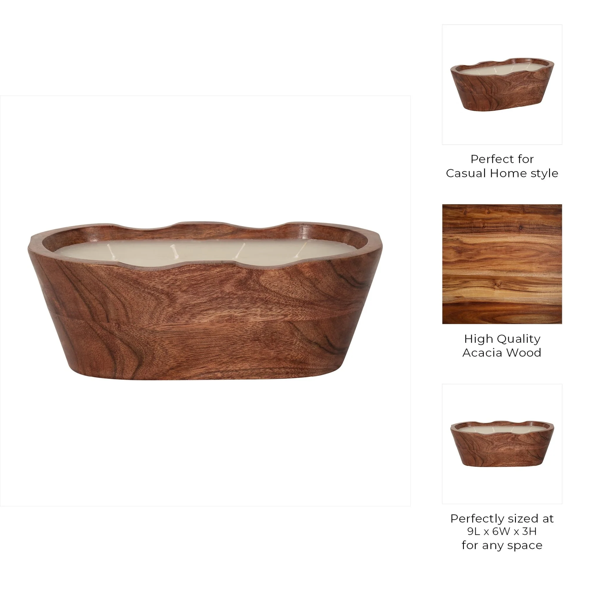 9" 19 Oz Vanilla Oval Bowl Candle, Natural - Image 8