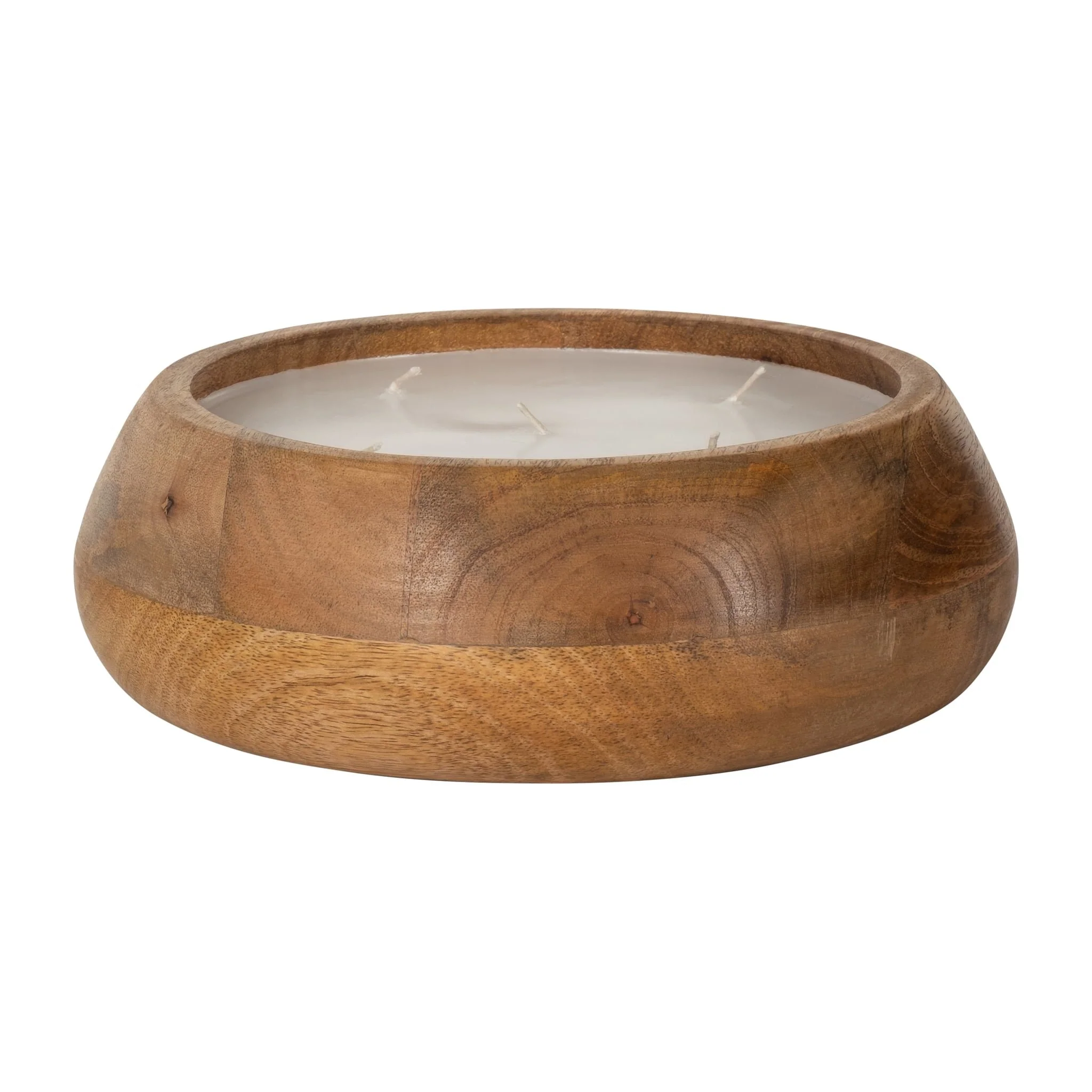 9" 20 Oz Vanilla Modern Wood Bowl Candle, Natural - Image 2