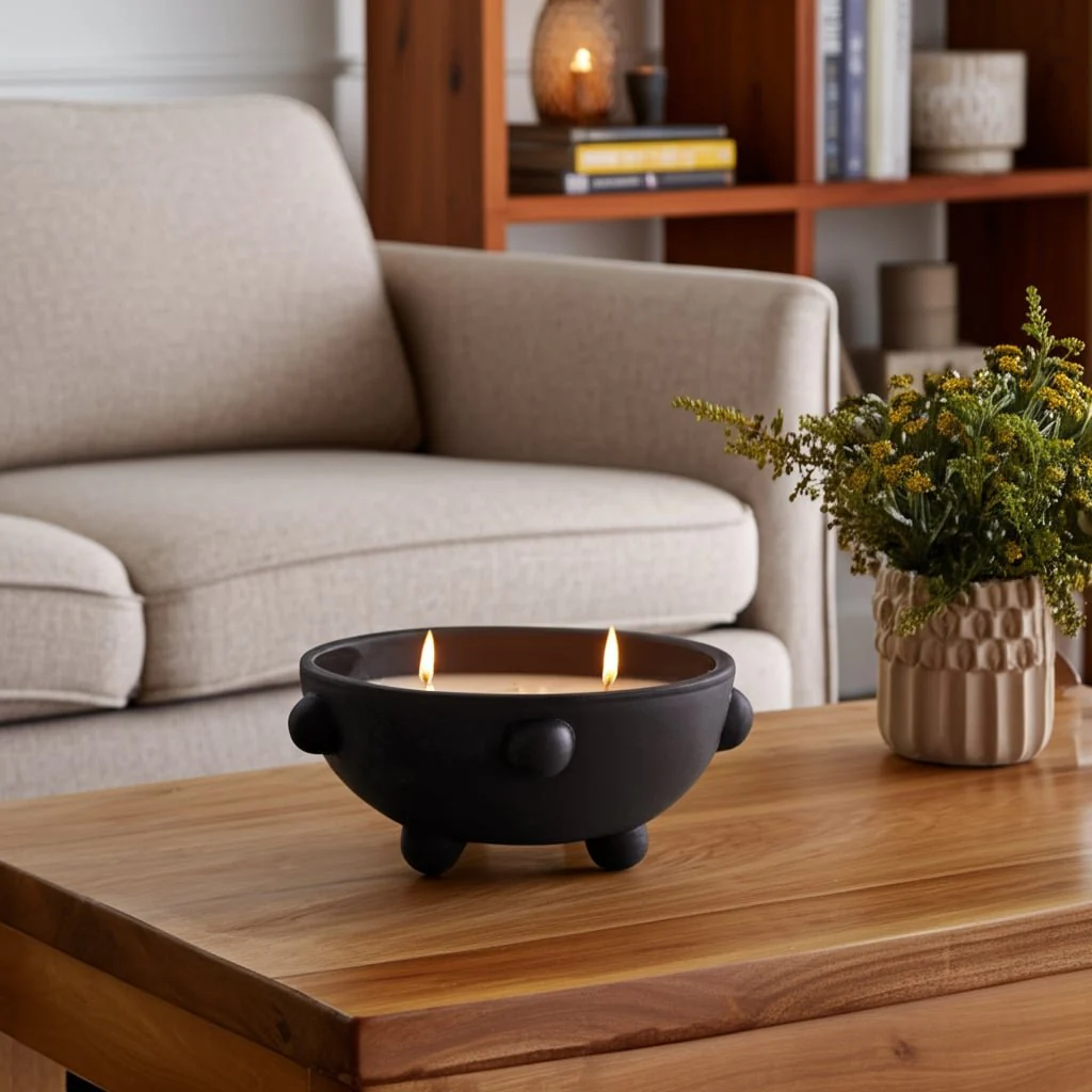9" 22 Oz Black Amber Sea Salt Bubble Bowl Candle, - Image 12