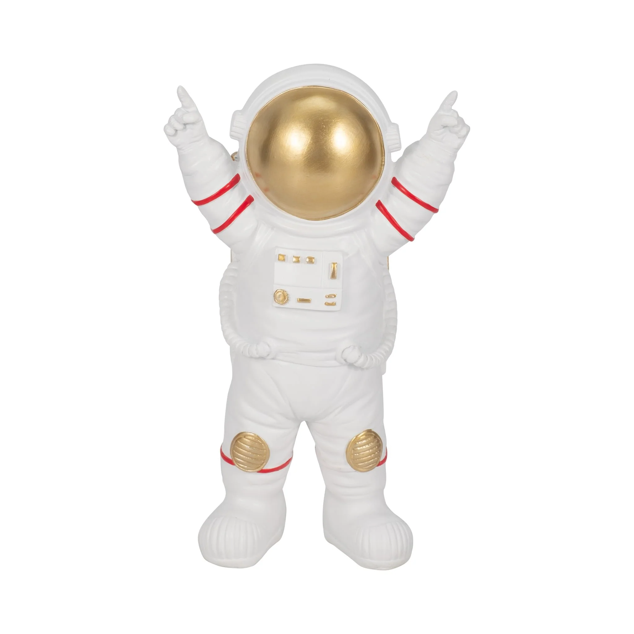 9" Cheering Space Man, White/gold