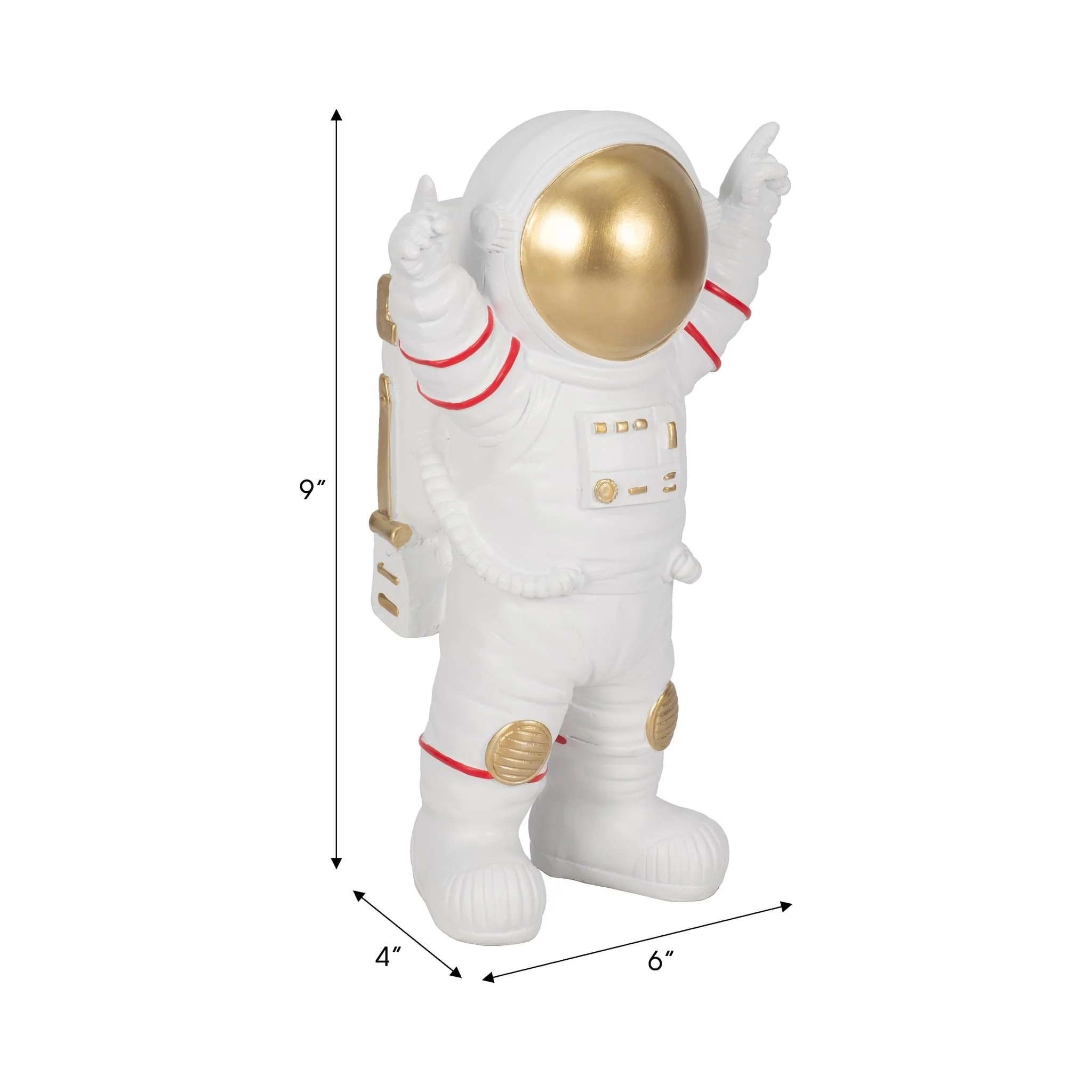 9" Cheering Space Man, White/gold - Image 8