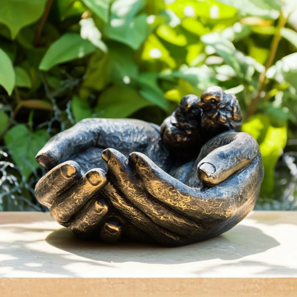 9" Giving Hands Birdfeeder, Bronze - Image 11