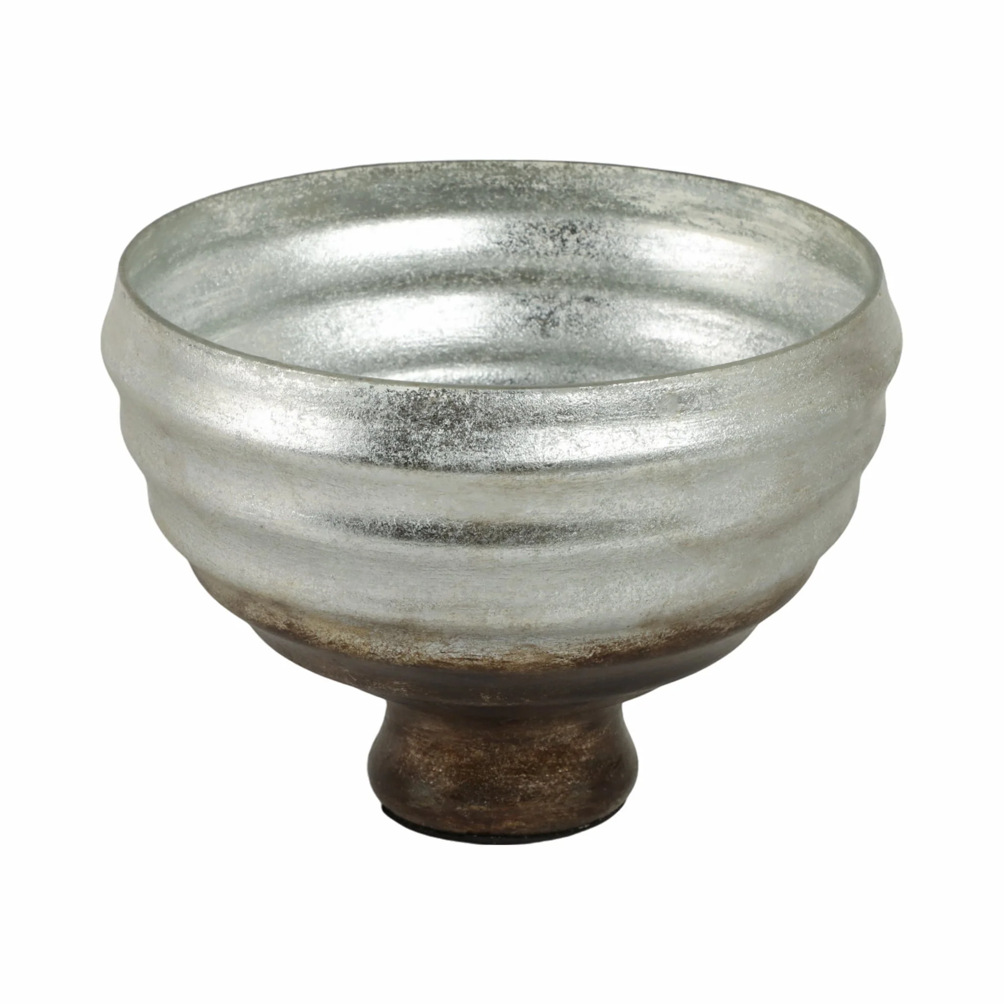 9" Glass Pedestal Bowl Ombre Finish, Multi