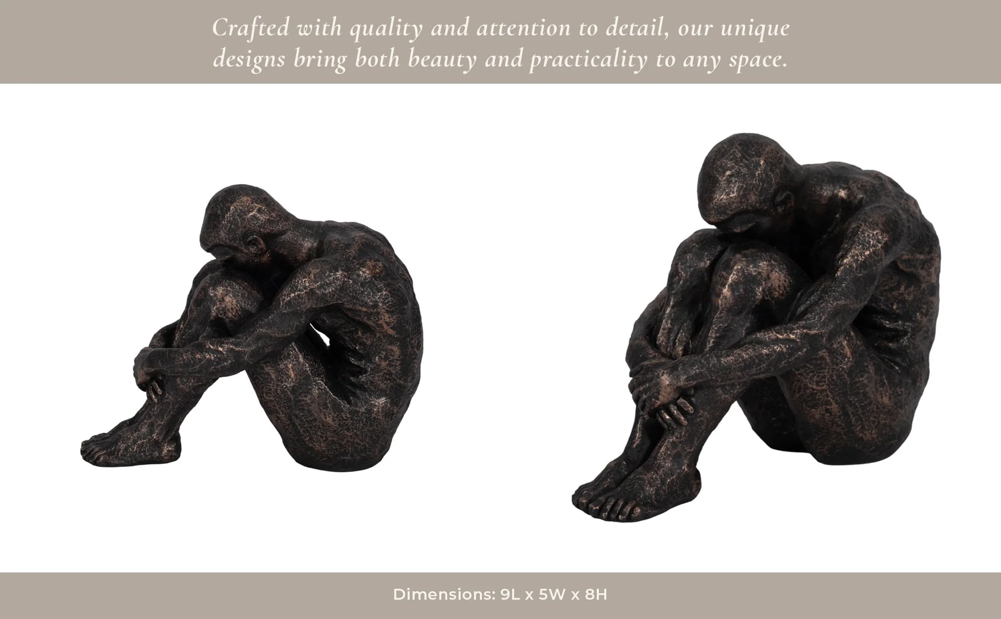 9" Sitting Man, Bronze - Image 13