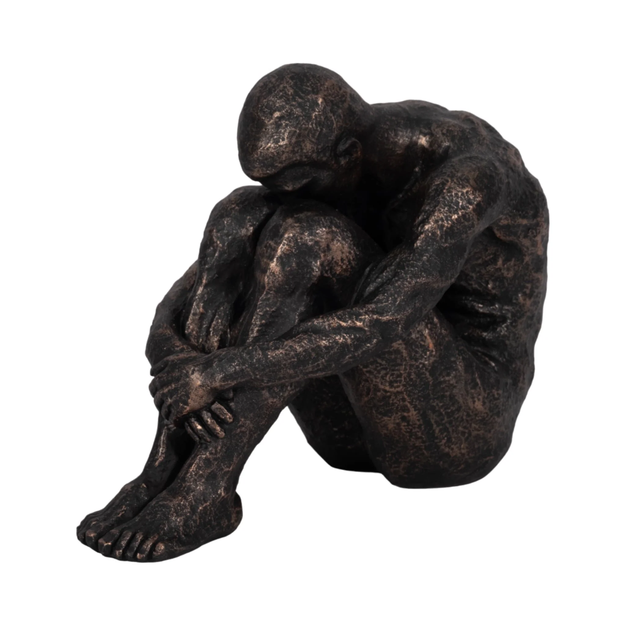 9" Sitting Man, Bronze - Image 2
