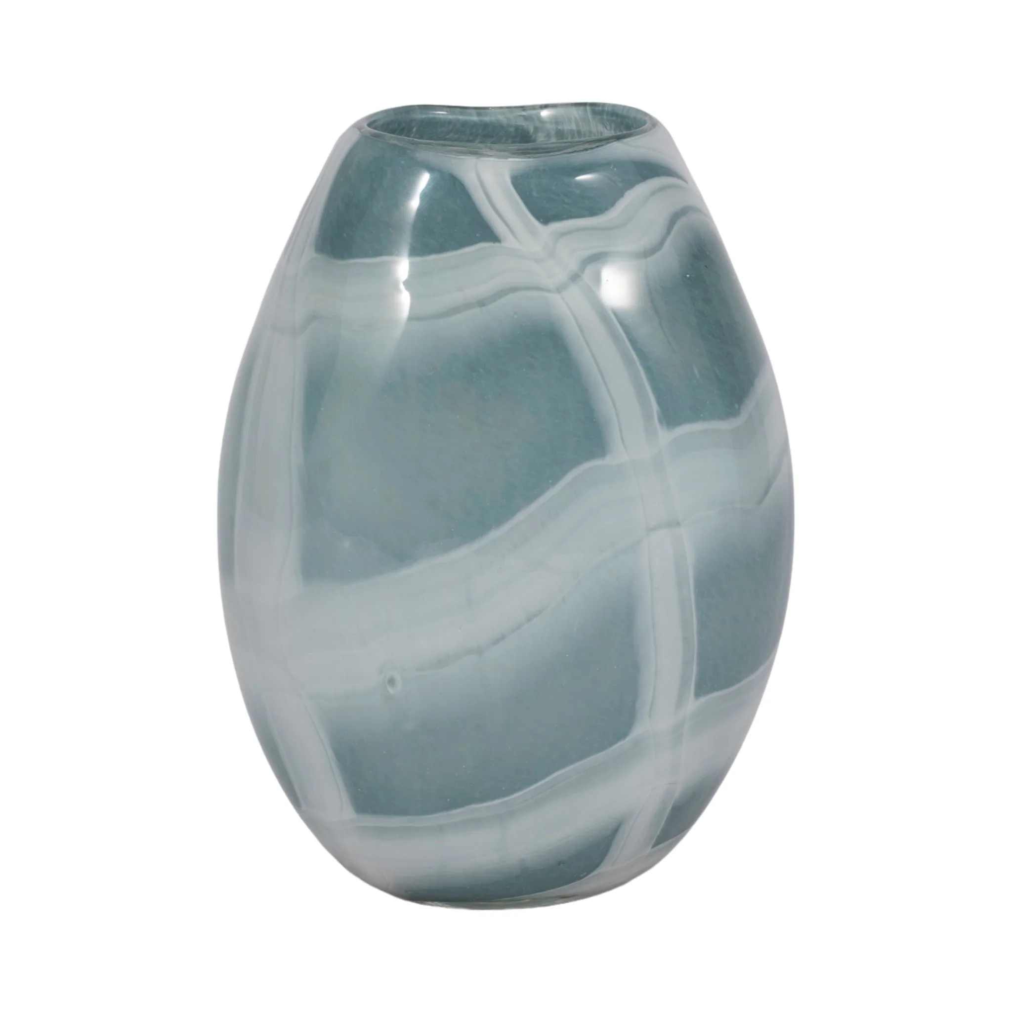 9" Slim Swirled Vase, Blue/white