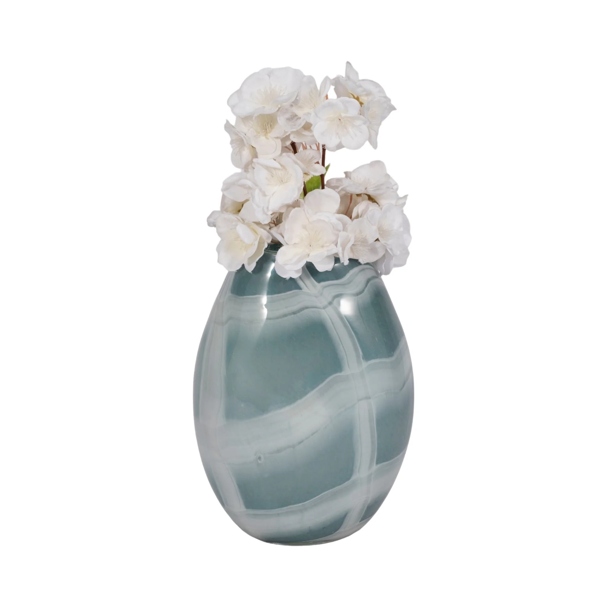 9" Slim Swirled Vase, Blue/white - Image 2