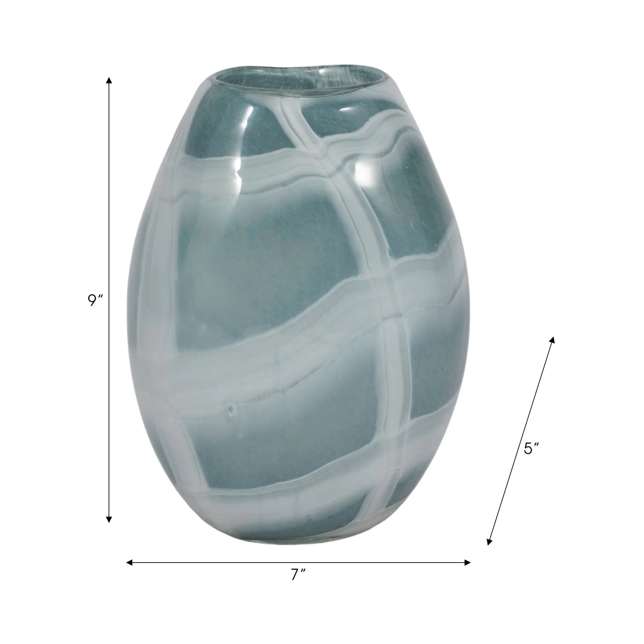 9" Slim Swirled Vase, Blue/white - Image 9