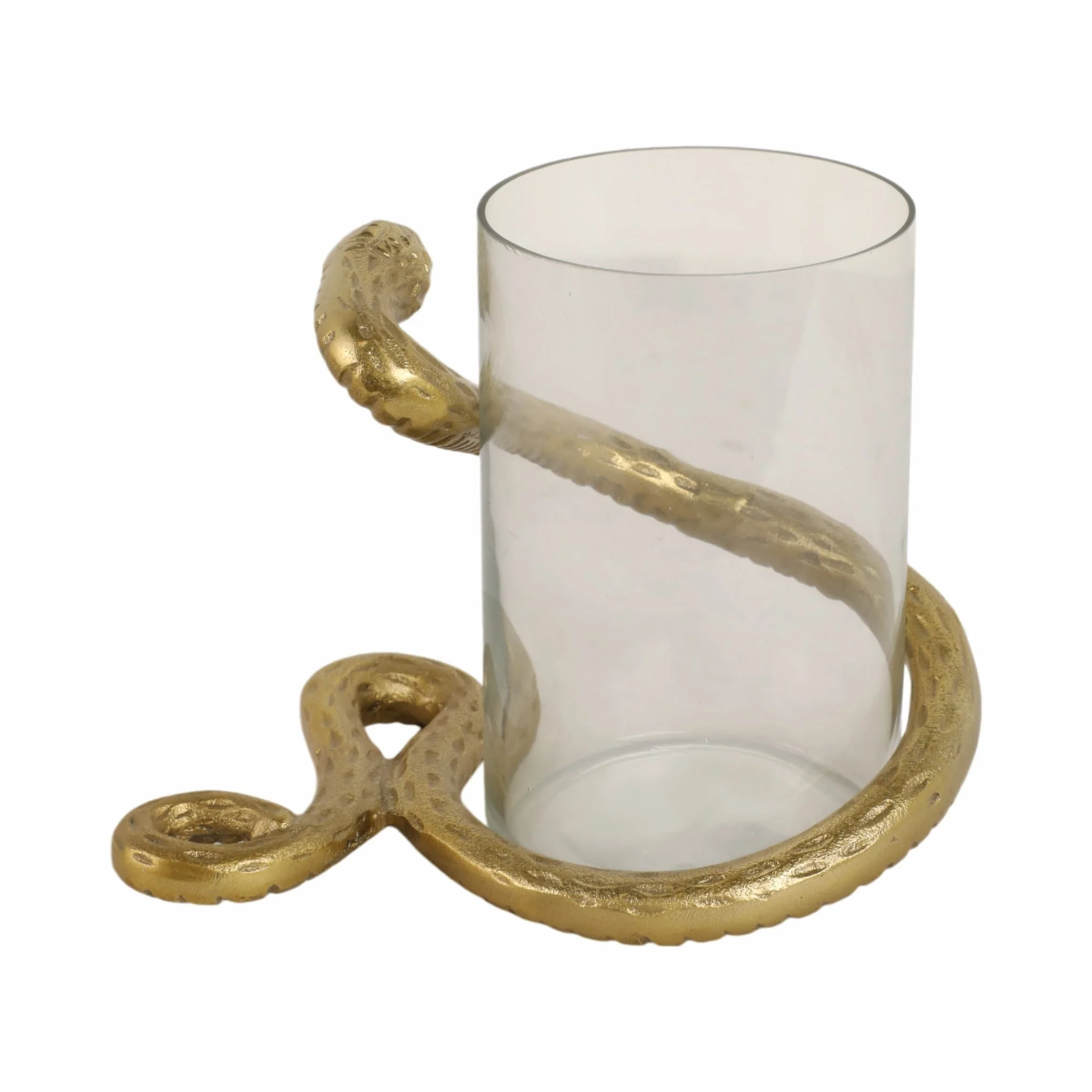 9" Snake Around Pillar Holder, Gold - Image 5