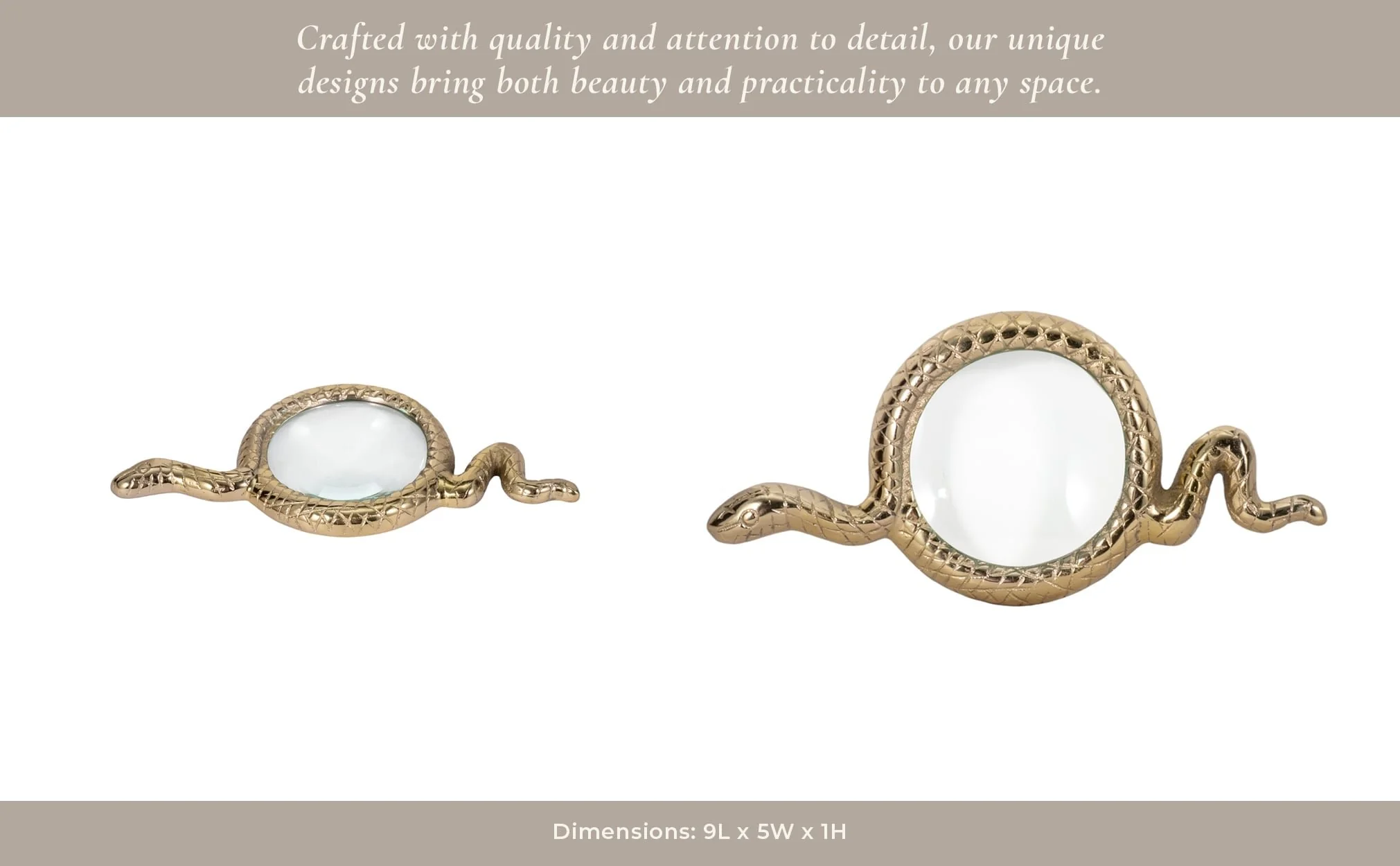 9" Snake Magnifying Glass, Gold - Image 10
