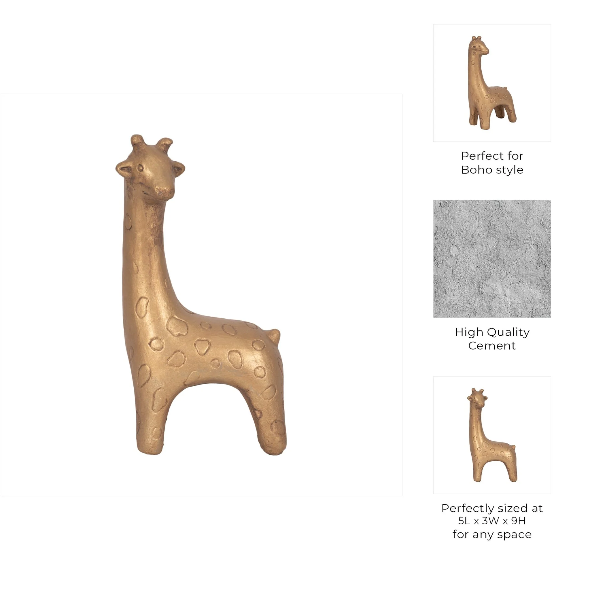 9" Standing Giraffe, Gold - Image 10