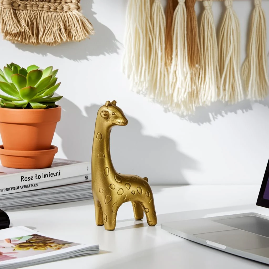 9" Standing Giraffe, Gold - Image 11