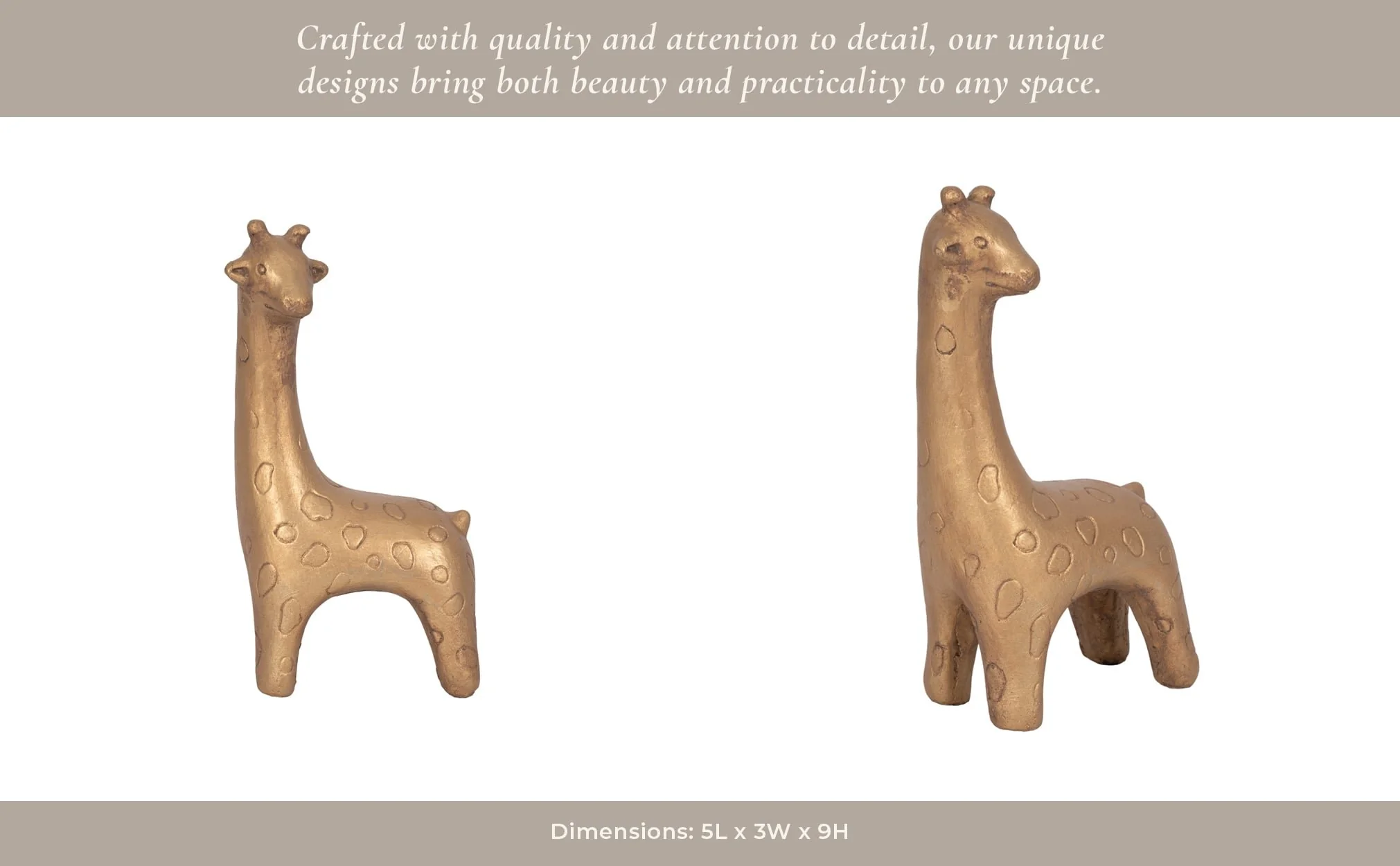 9" Standing Giraffe, Gold - Image 12