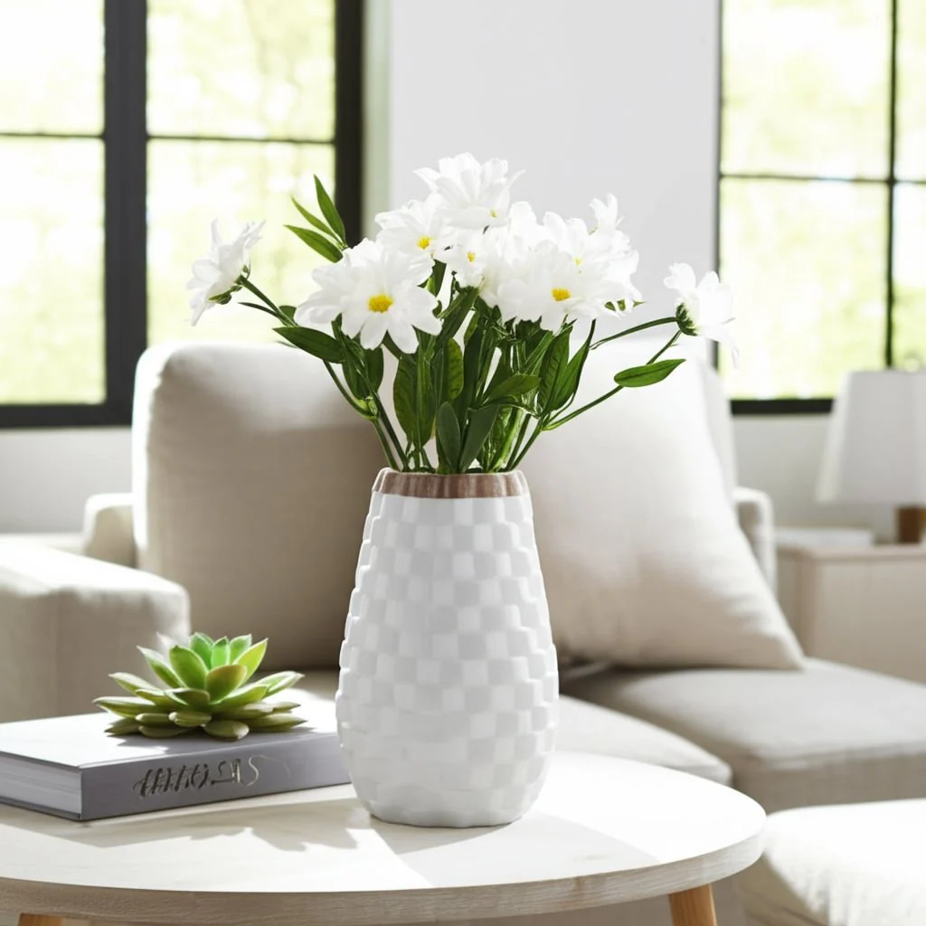 9" Textured Vase, White - Image 13