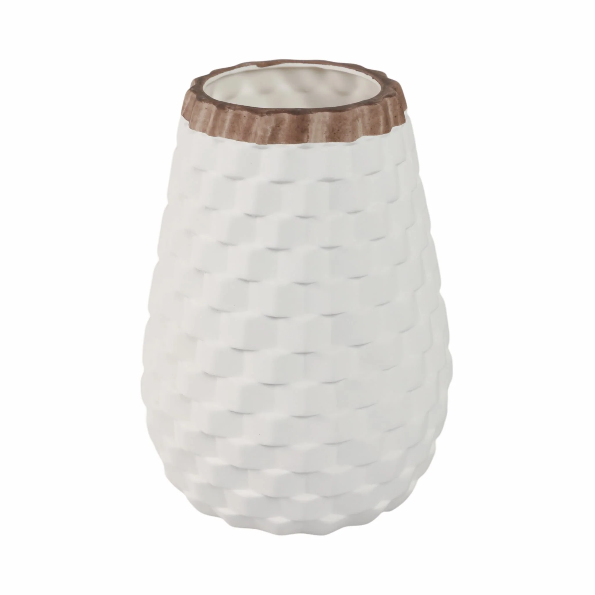 9" Textured Vase, White - Image 4