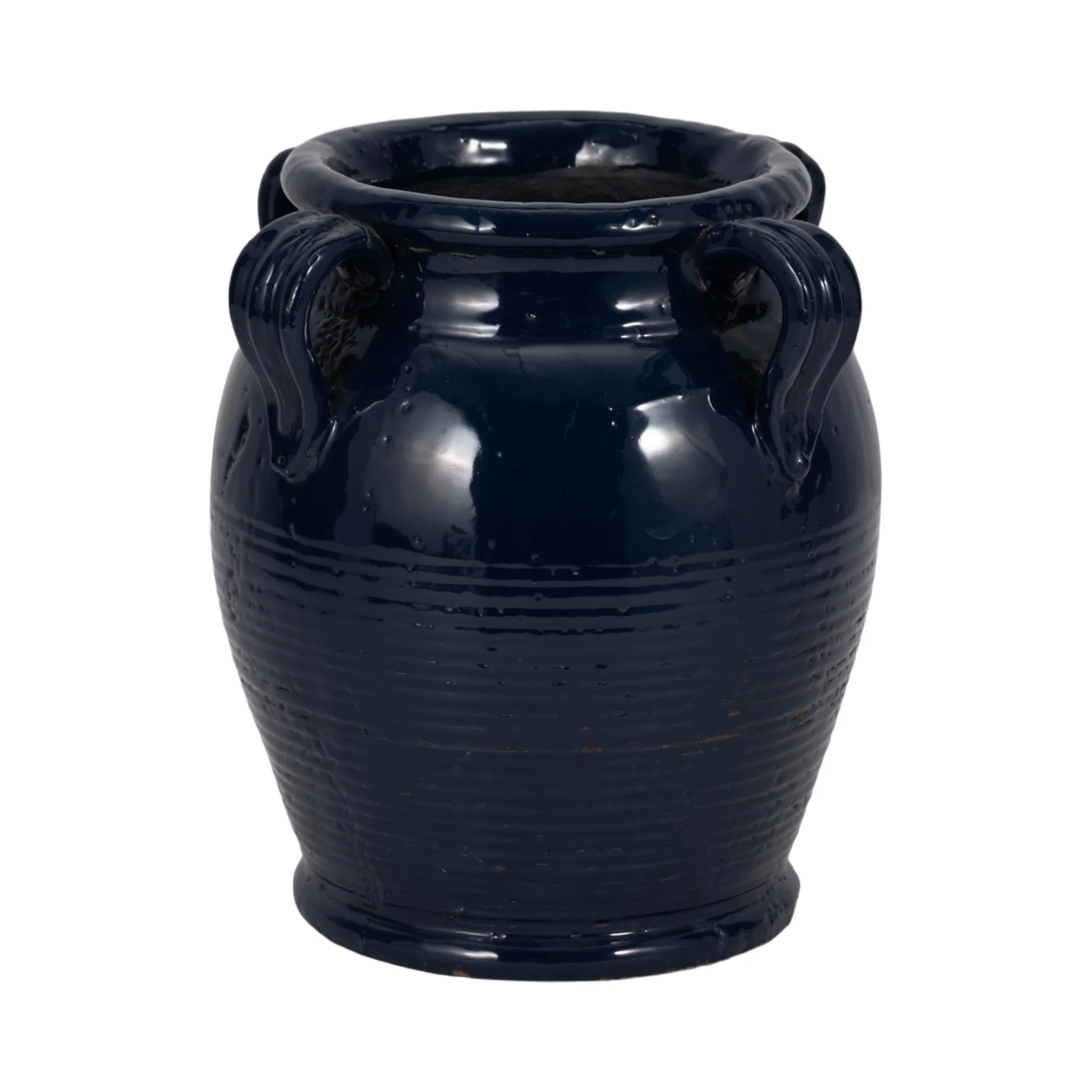 9" Vase With Handles, Navy Blue