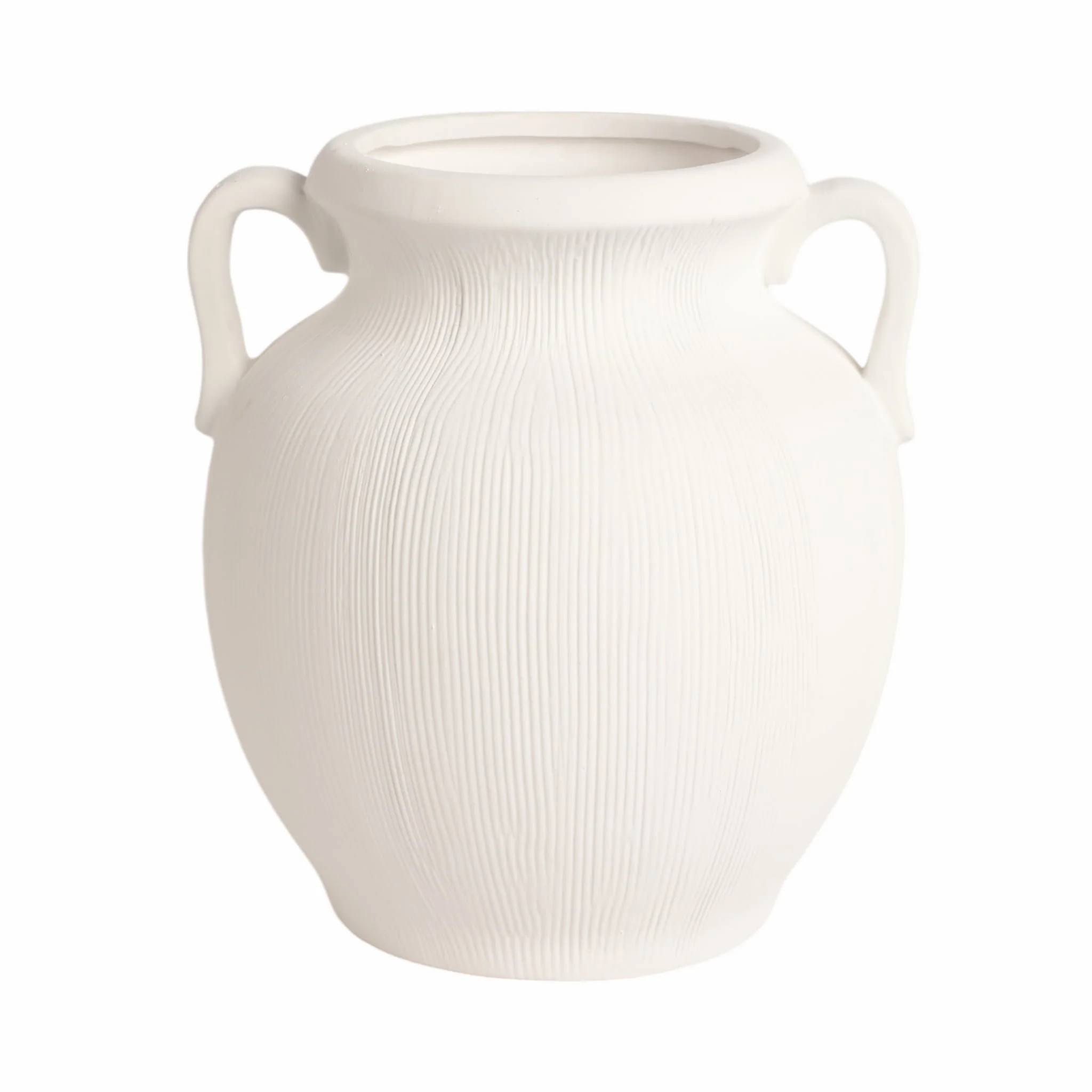 9" Weathered Jug With Handles, White