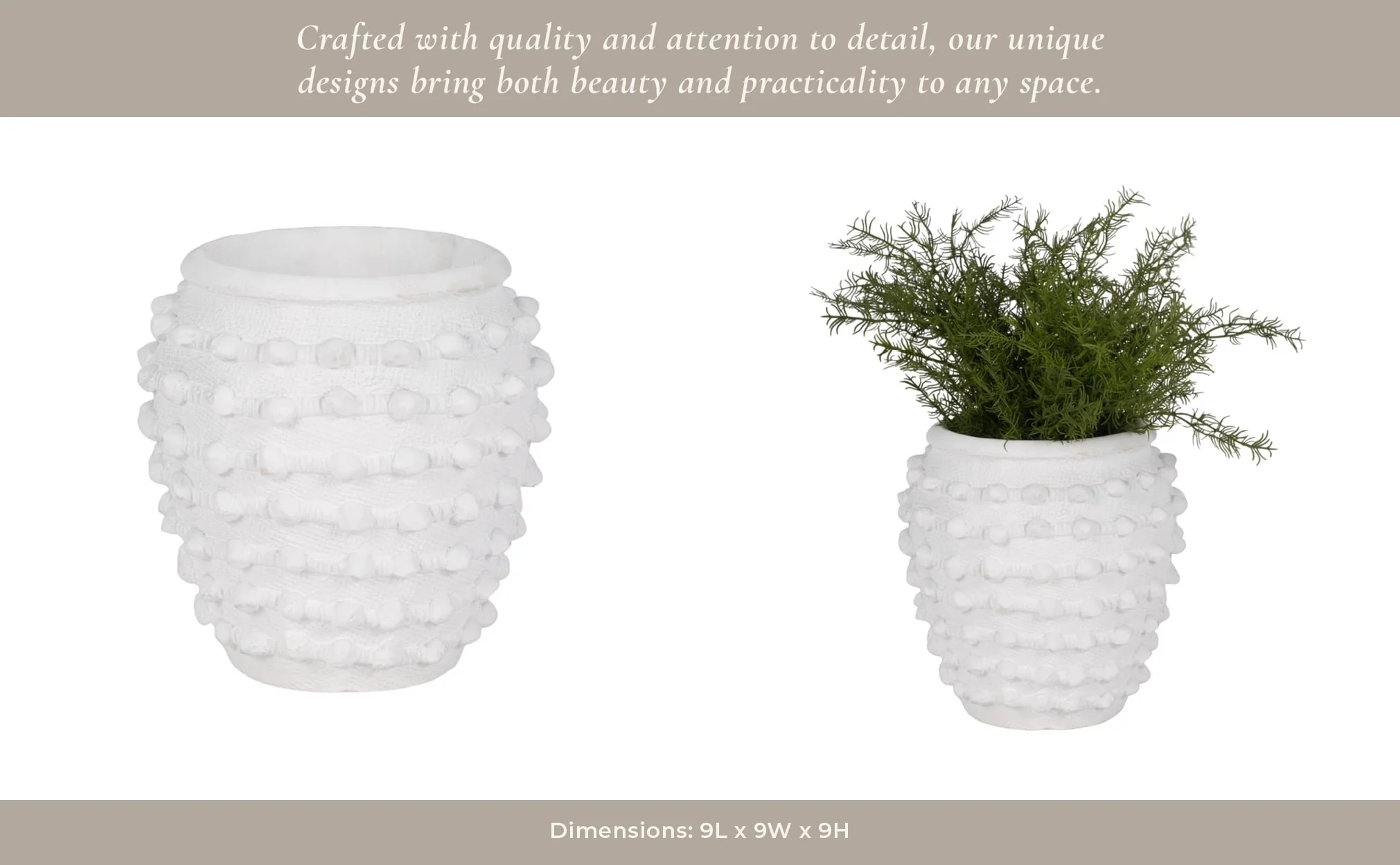 9" Woven Knot Planter, White - Image 8