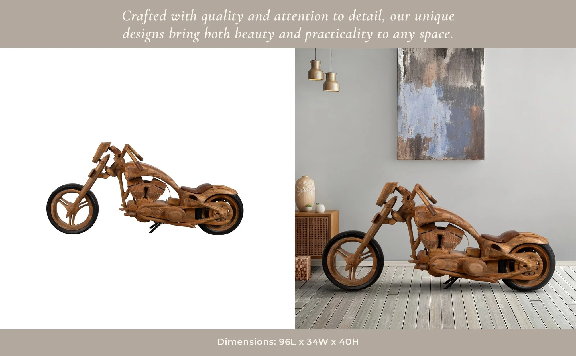 96"wooden Chopper Bike, Natural, Kd - Image 11