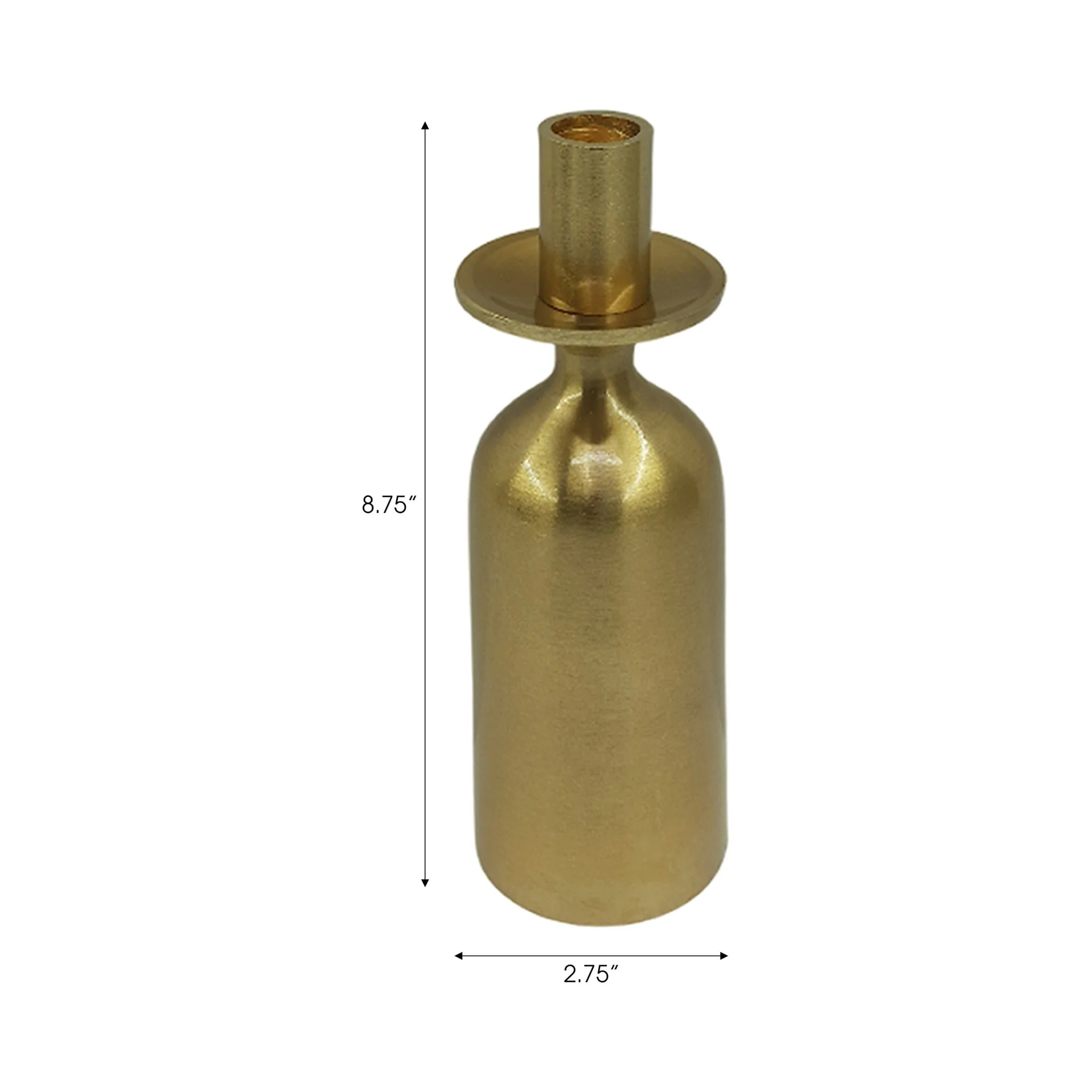 9x3" Wide Base Metal Taper Holder, Gold