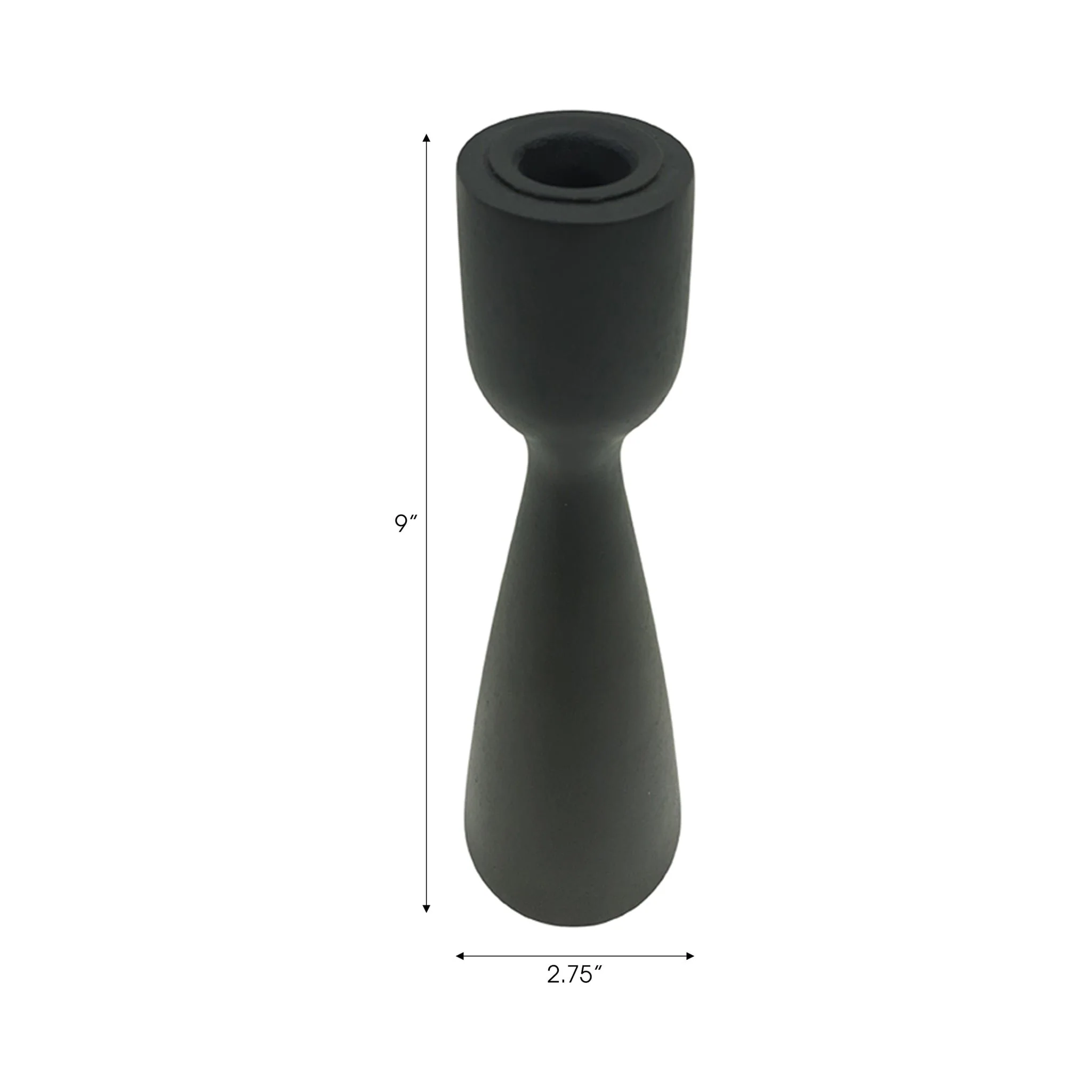 9x3" Wood Modern Taper Holder, Black