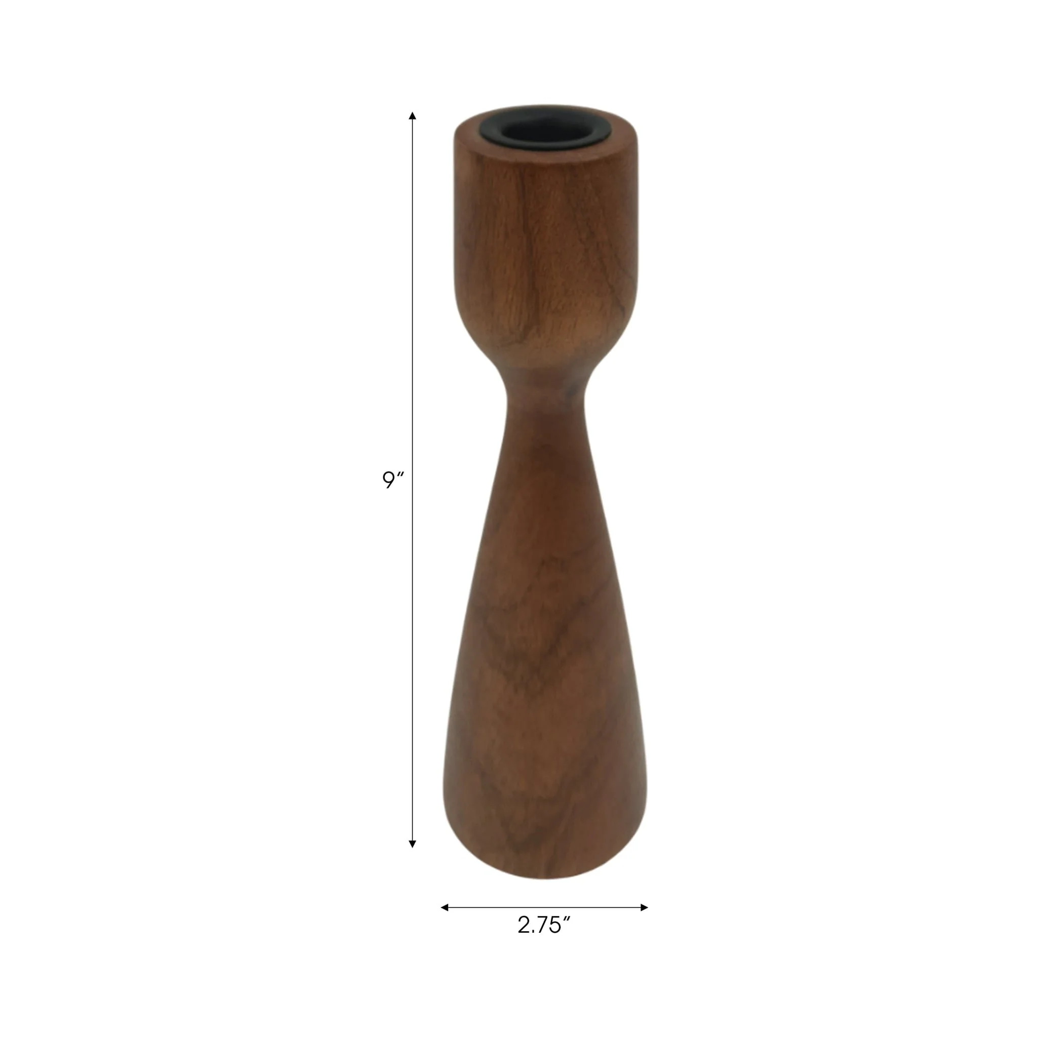 9x3" Wood Modern Taper Holder, Walnut