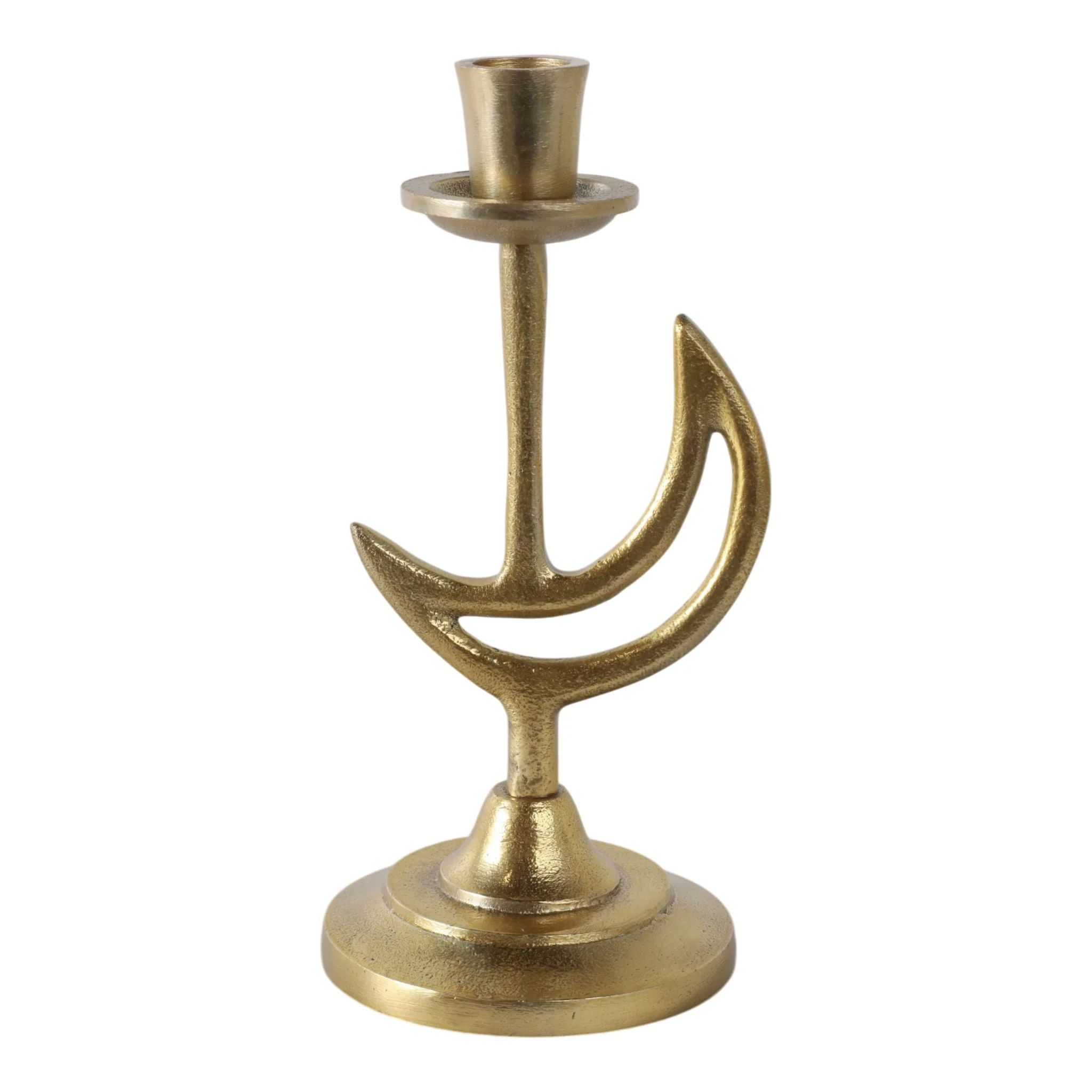 9x5" Crescent Moon Taper Holder, Gold - Image 4