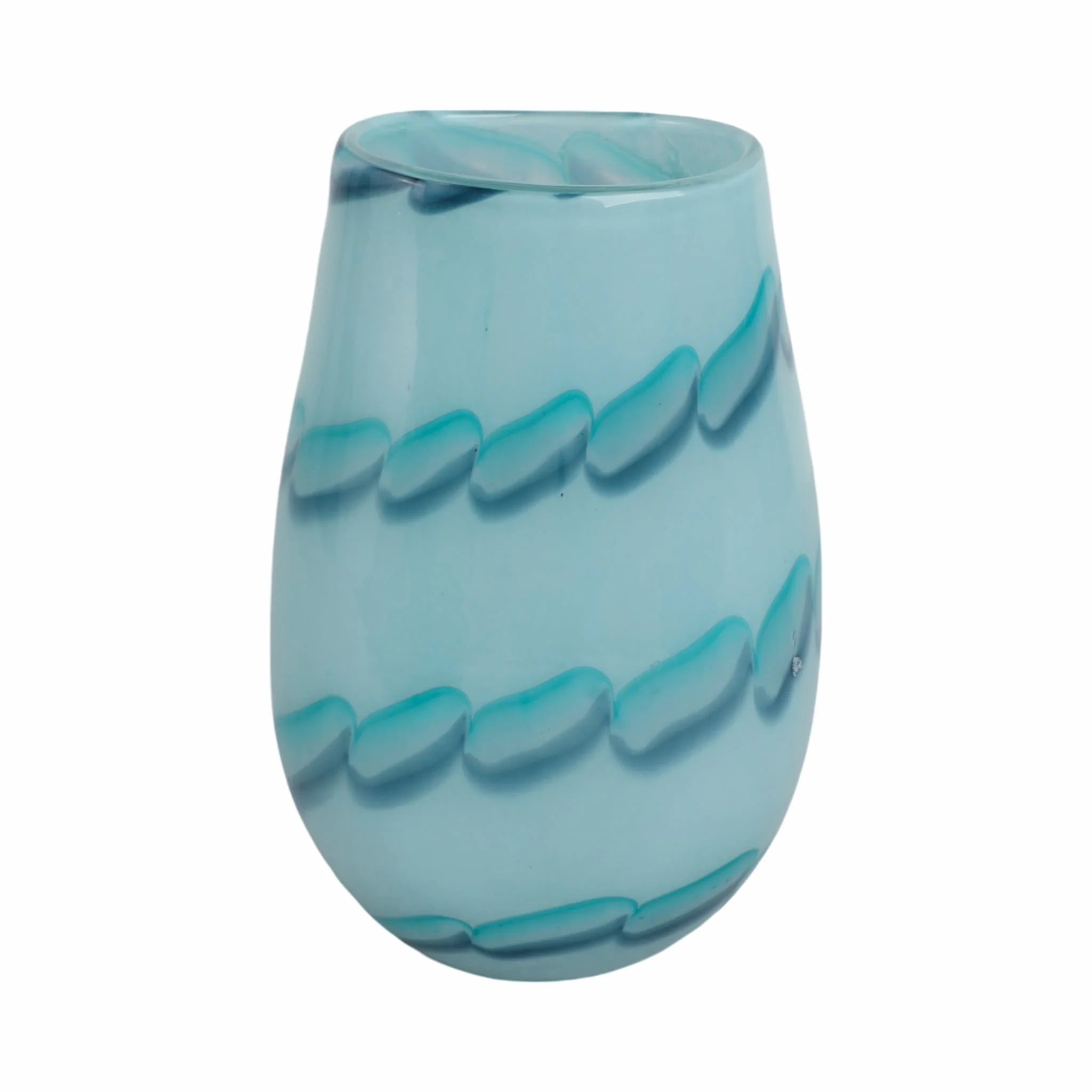9x6" Bead Pattern Glass Vase, Blue - Image 5