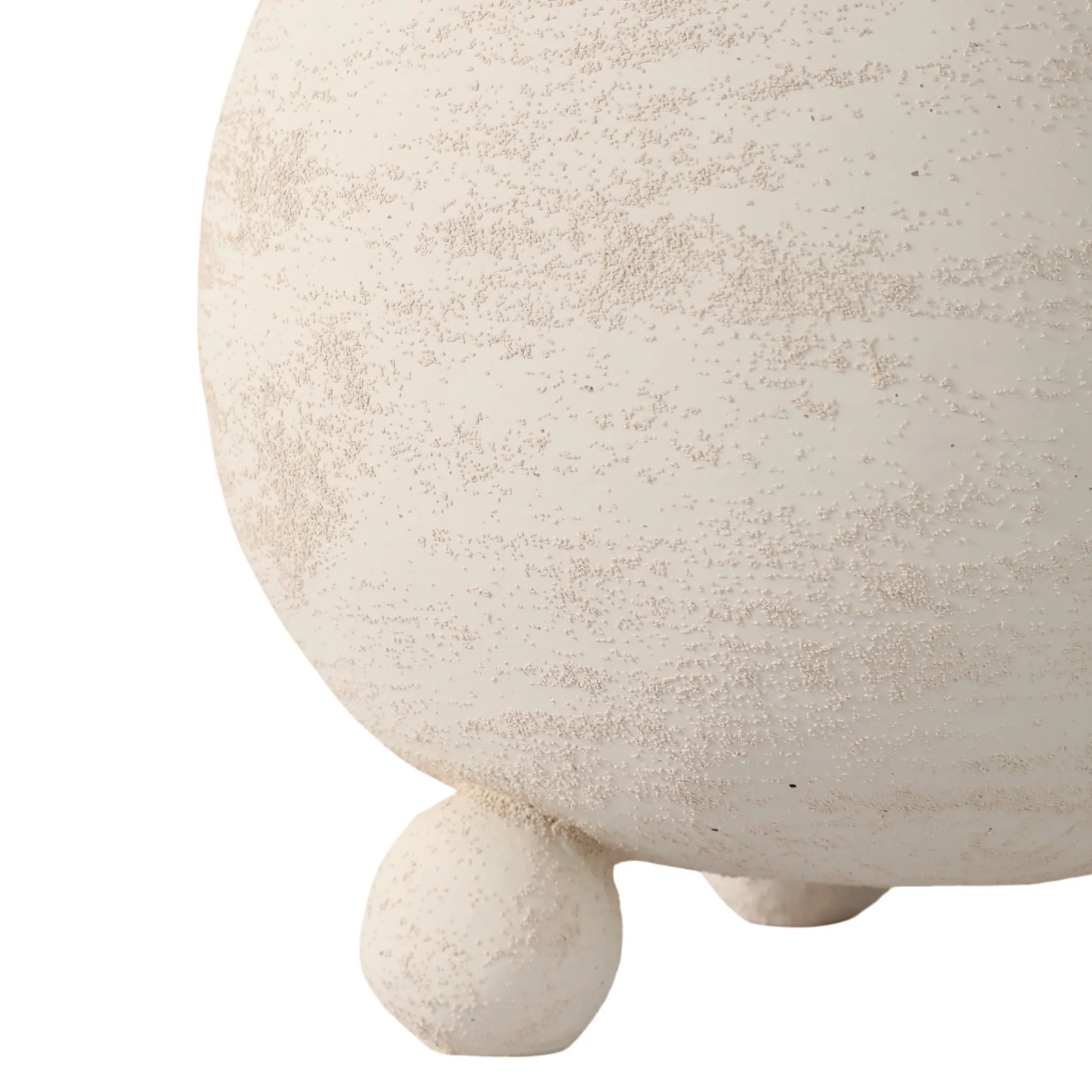 9x9" Textured Rounded Planter On Ball Feet, Ivory