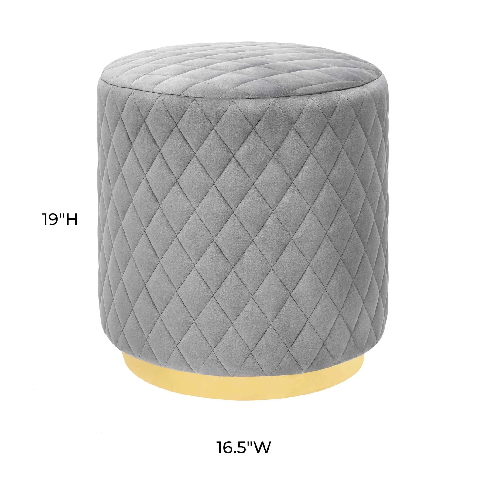 Abir Grey Velvet Ottoman - Image 4