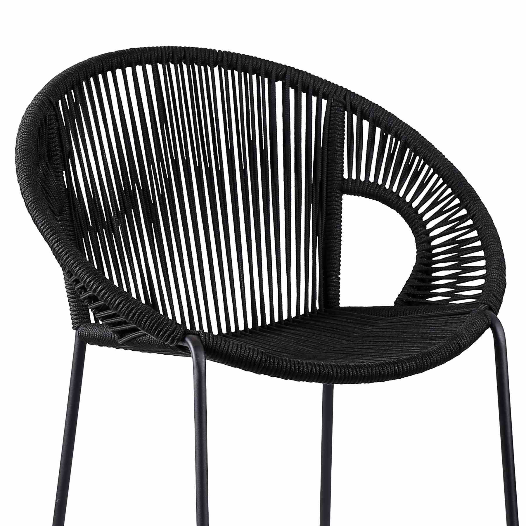 Acapulco 30" Indoor Outdoor Steel Bar Stool with Black Rope - Image 4