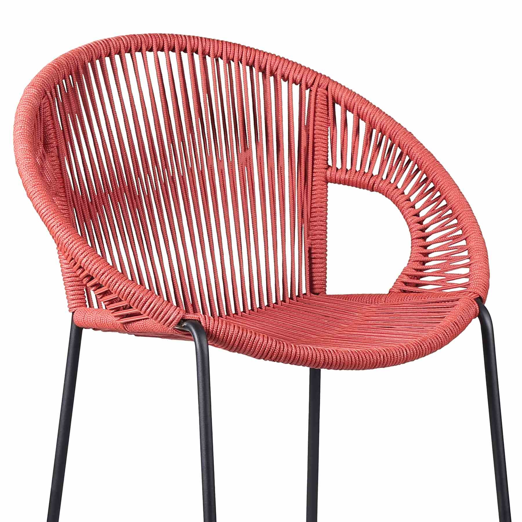 Acapulco 30" Indoor Outdoor Steel Bar Stool with Brick Red Rope - Image 4
